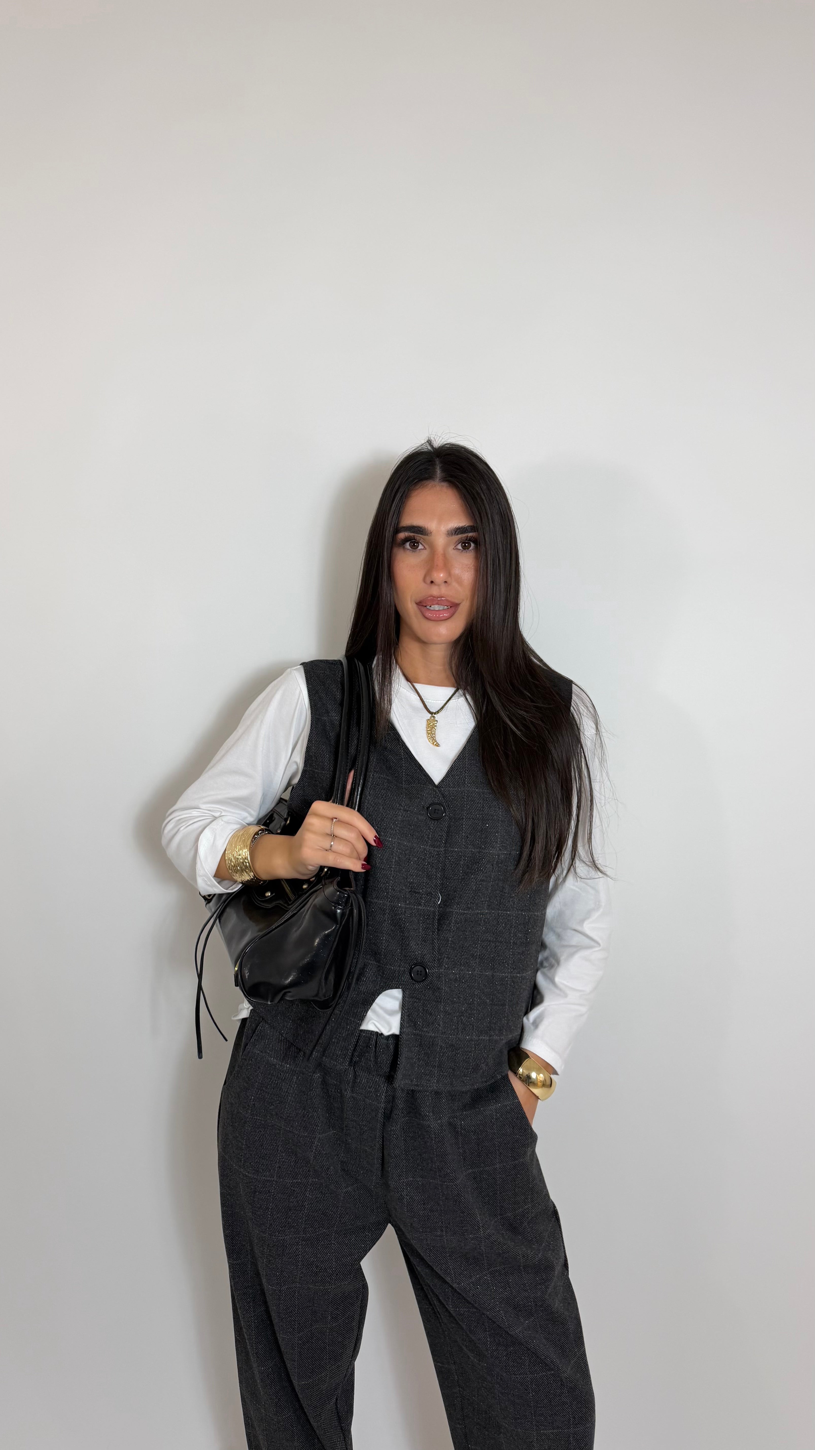 Set Tailored Check Grigio Piombo