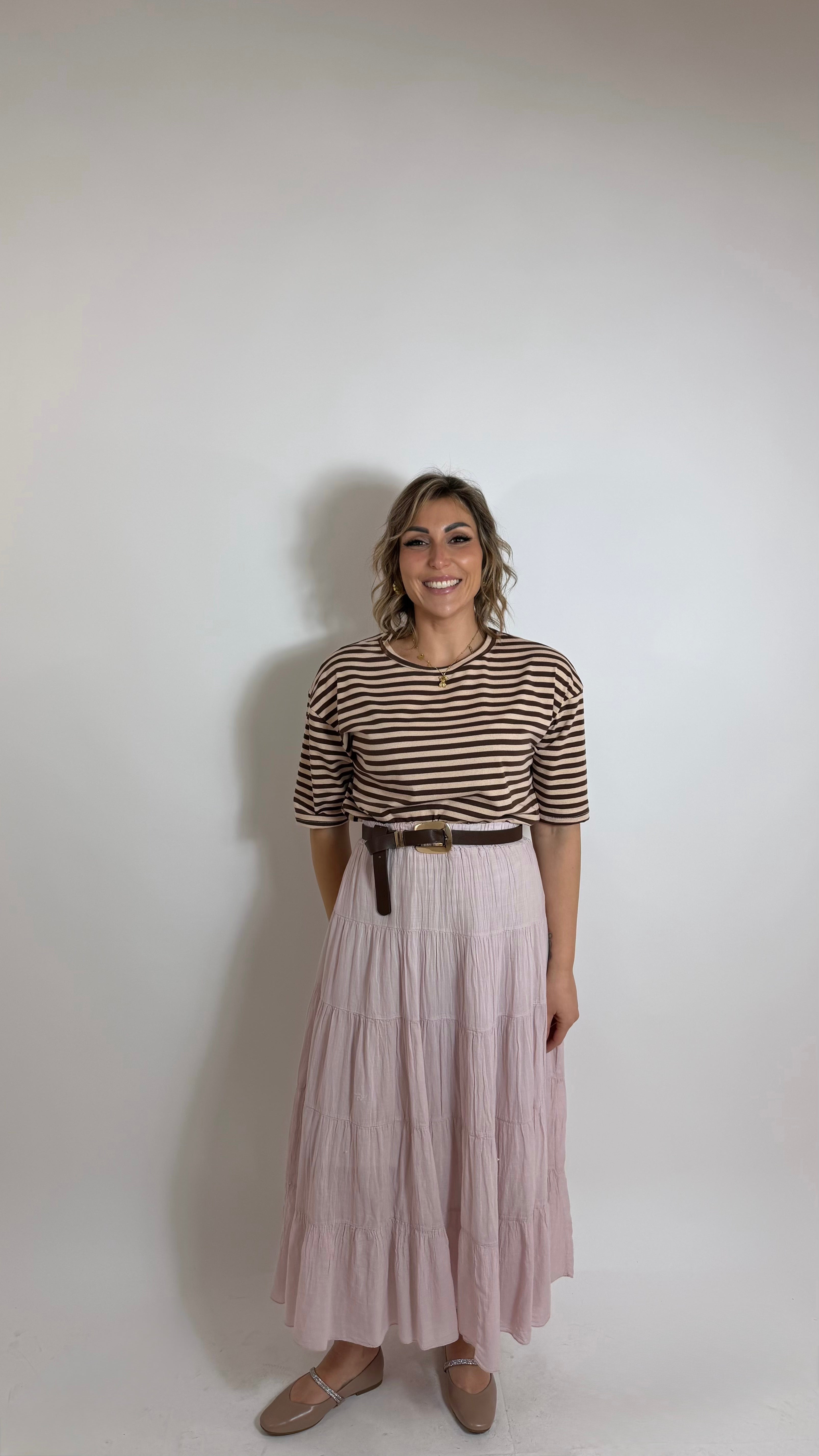 Gipsy Cotton Midi-Long Skirt Rosa Antico