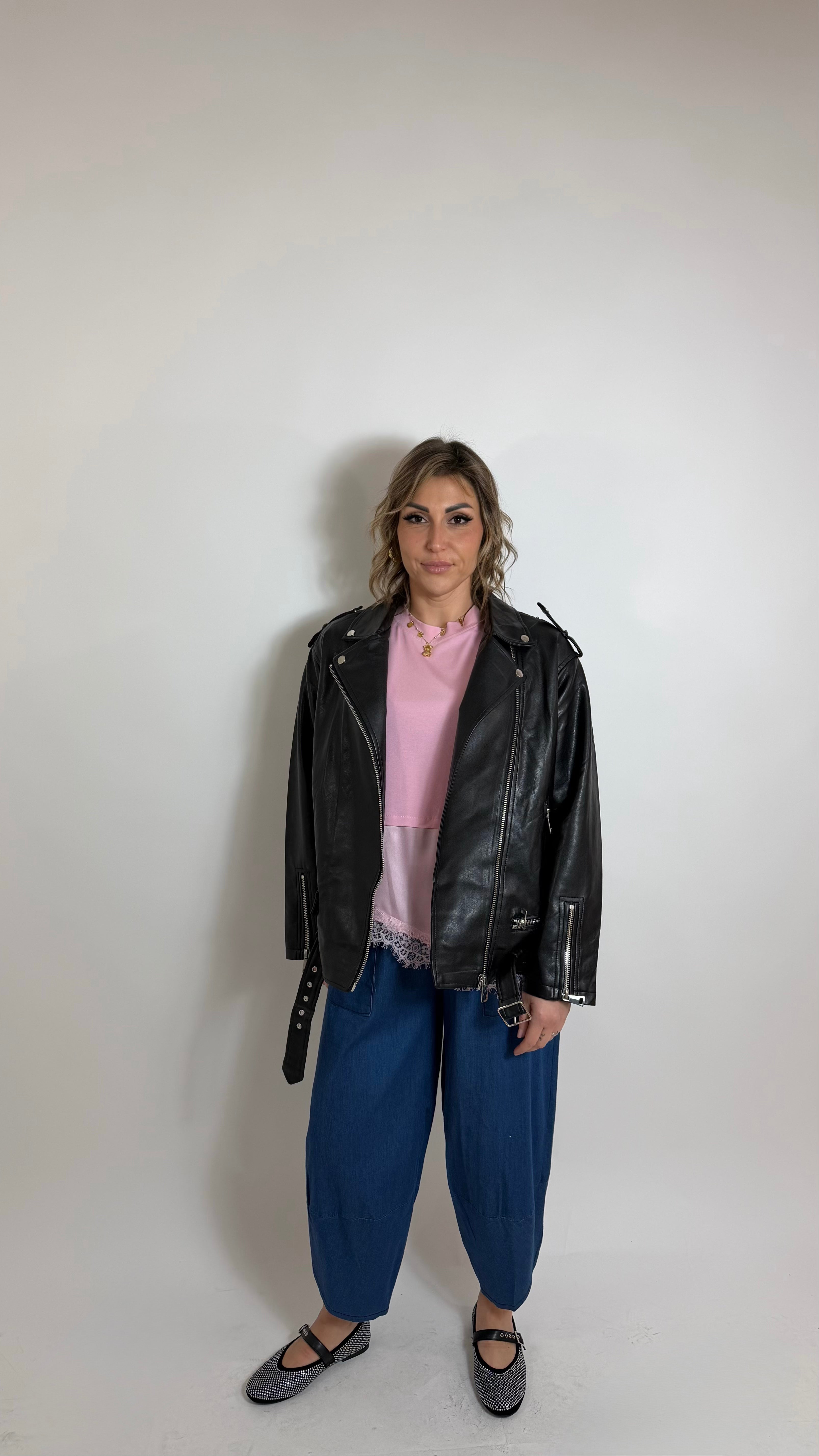 Pantalone Barrel Chambray Light Blue