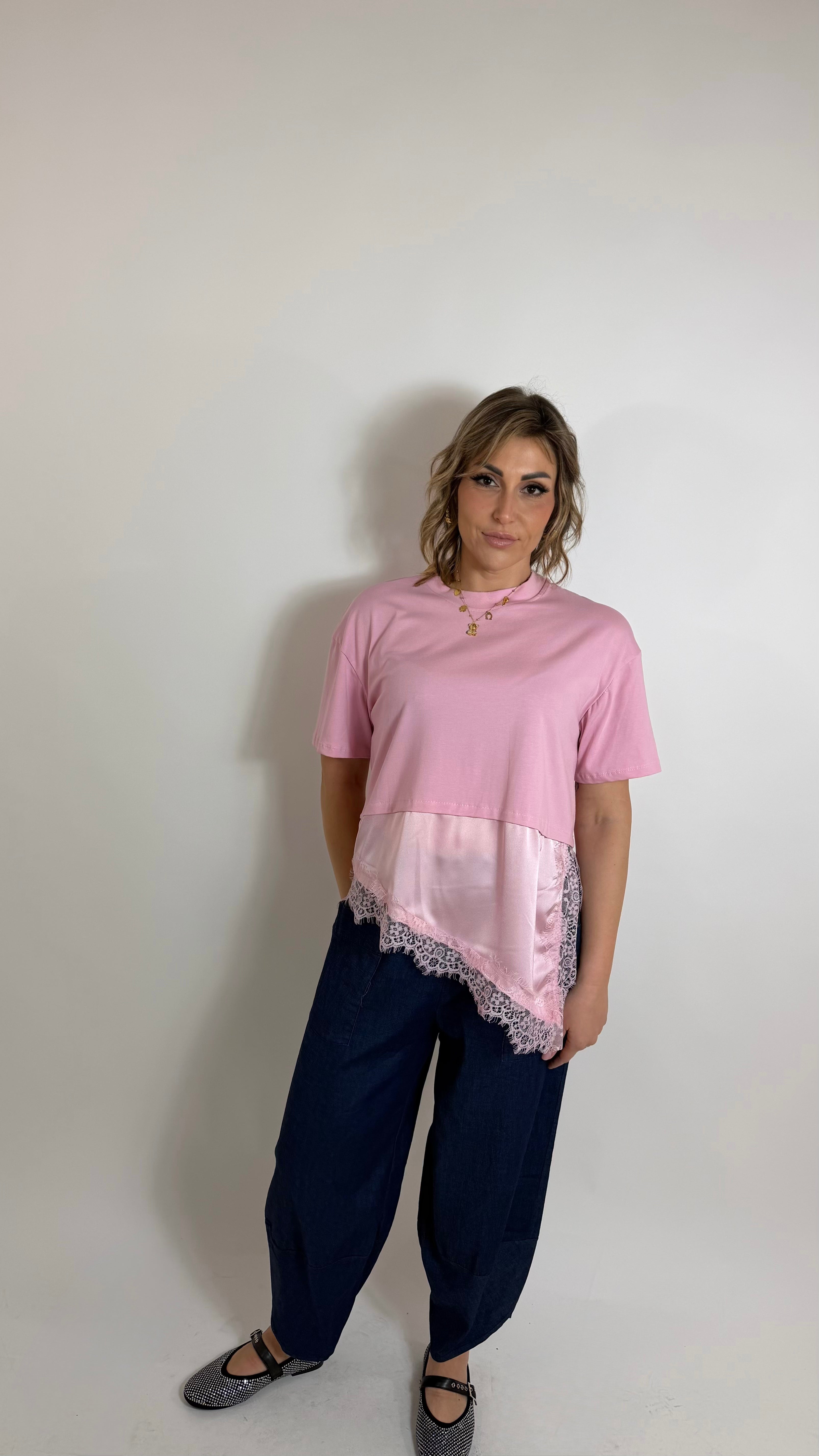 Pantalone Barrel Chambray Dark Blue