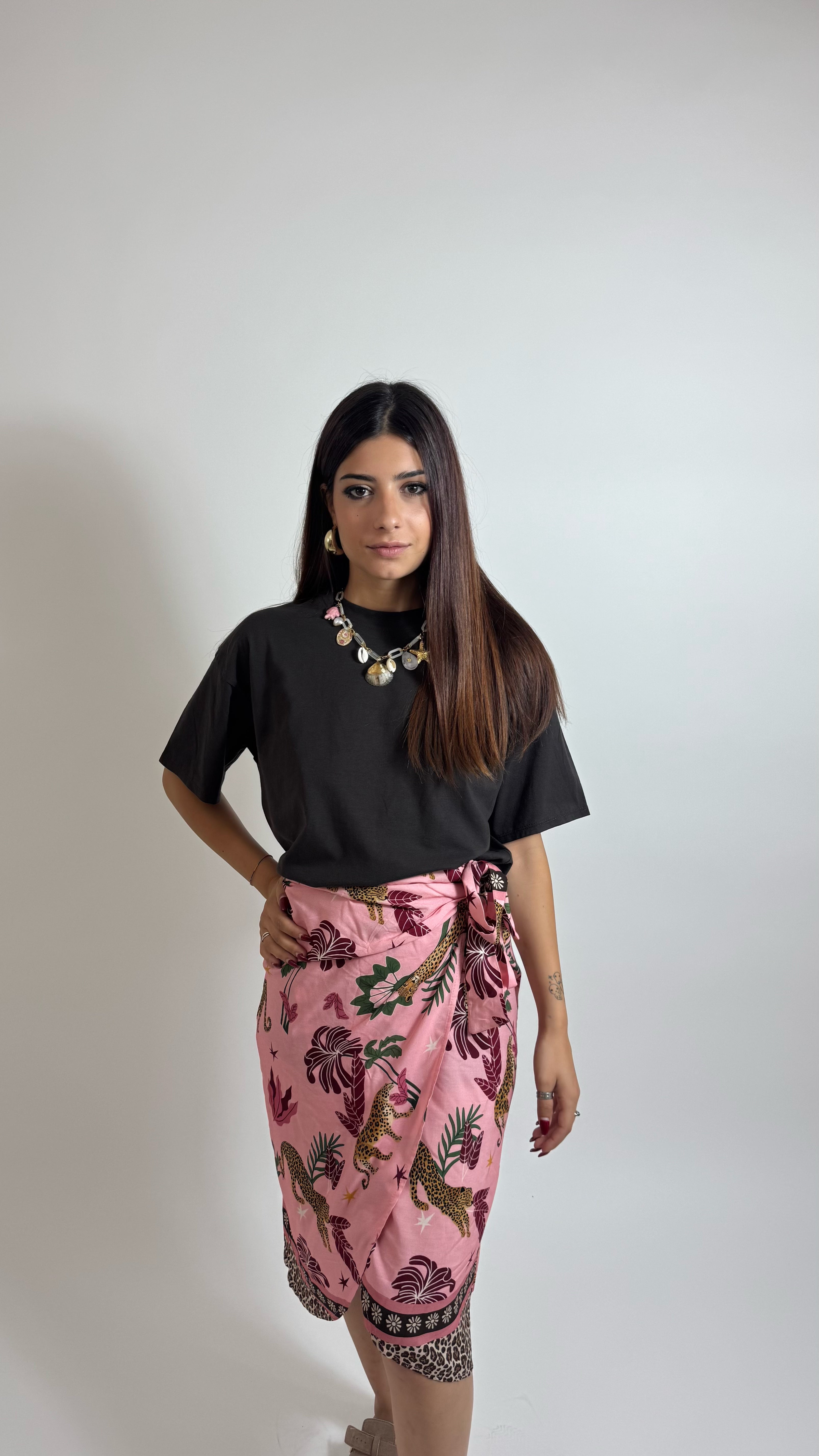 Gonna Pareo Midi Leopard Pink