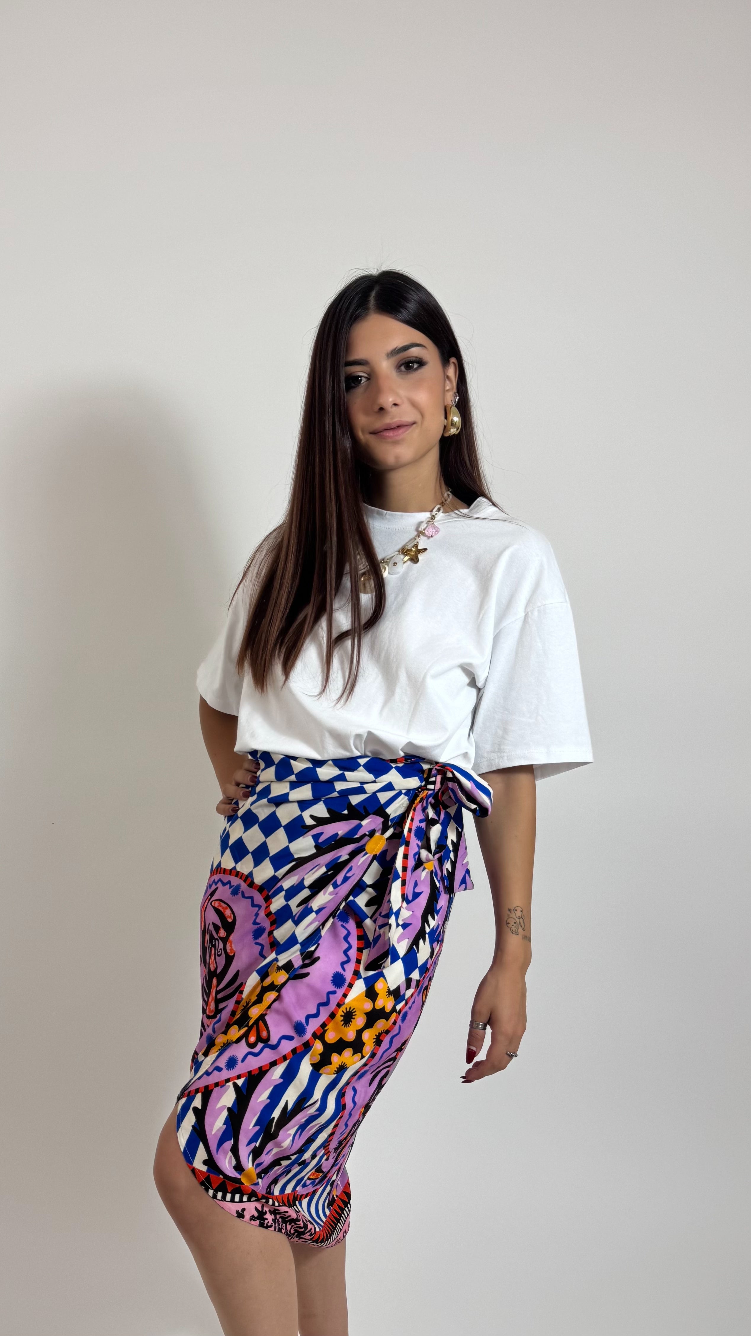 Gonna Pareo Midi Lobster Blu Elettrico