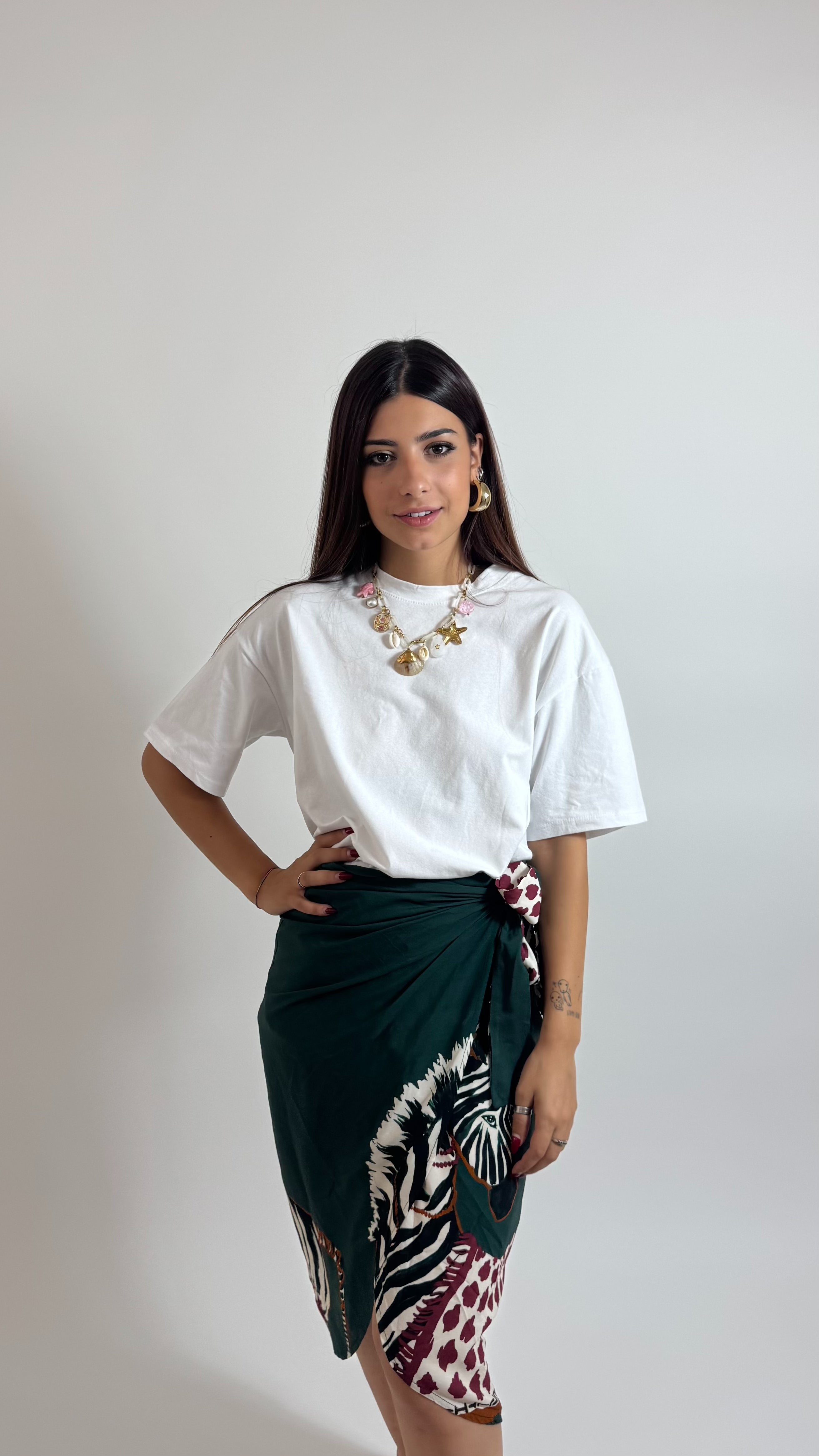 Gonna Pareo Midi Zebra Verde