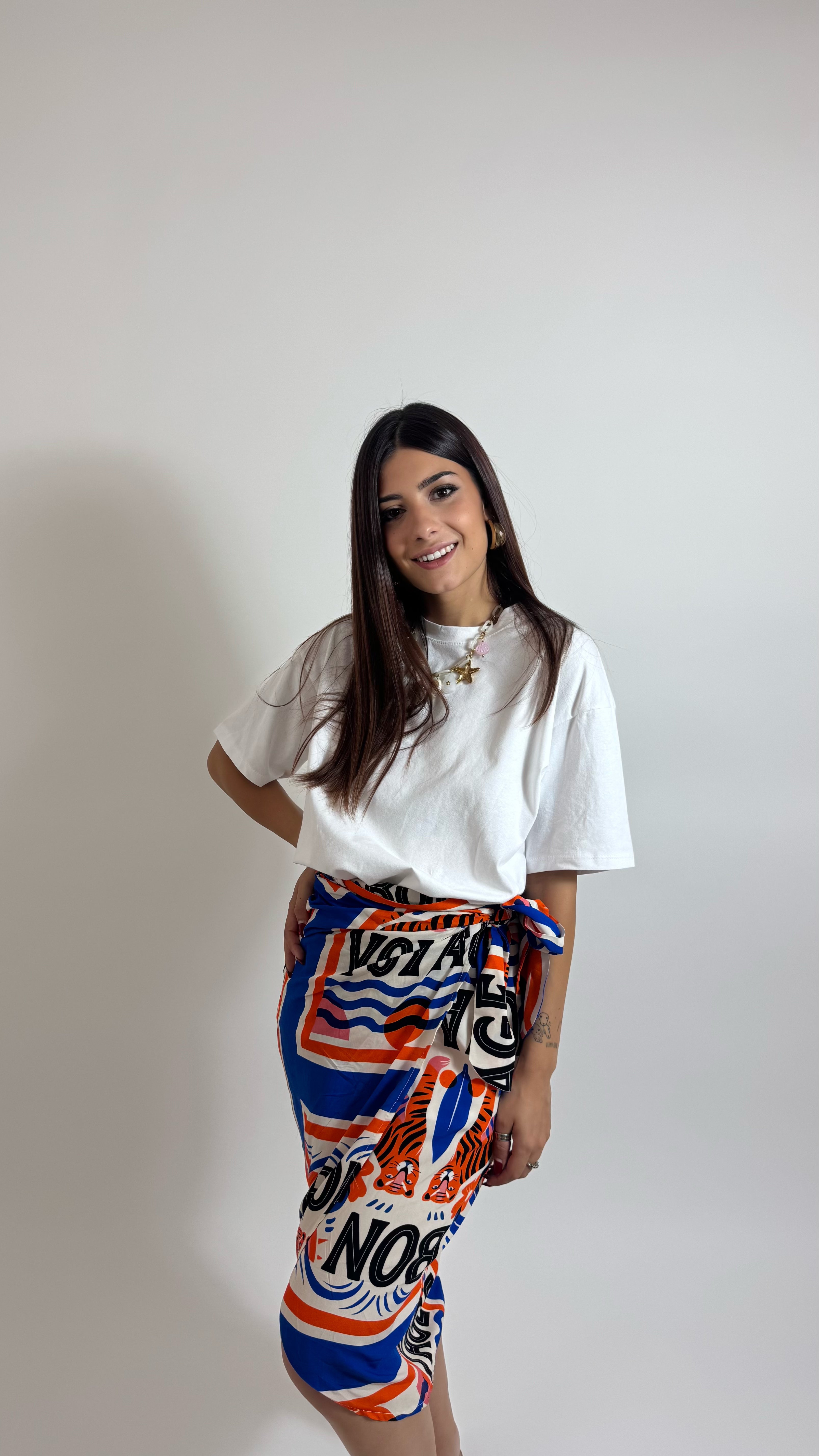 Gonna Pareo Midi Tiger Blu elettrico