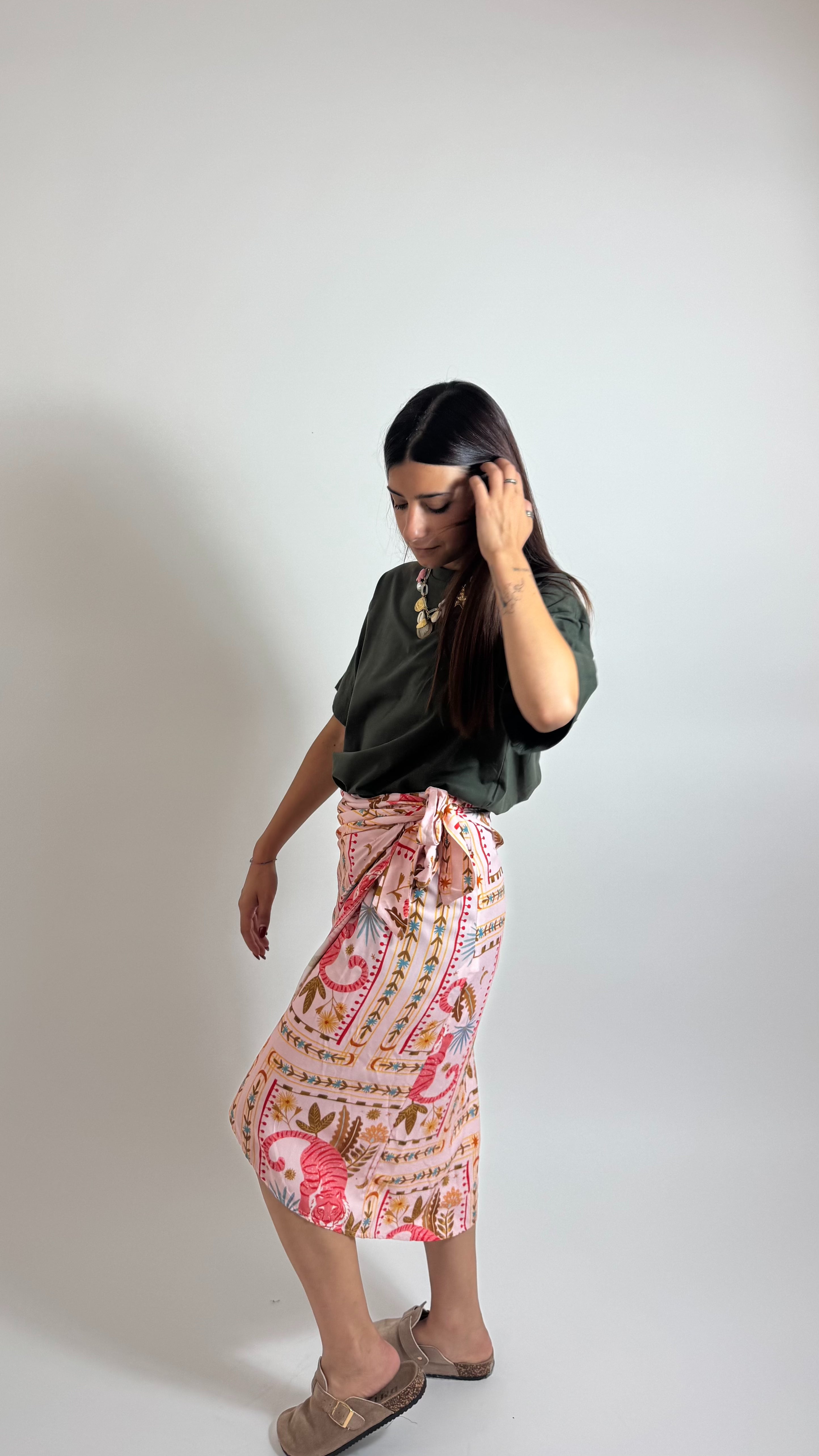 Gonna Pareo Midi Tiger Rosa