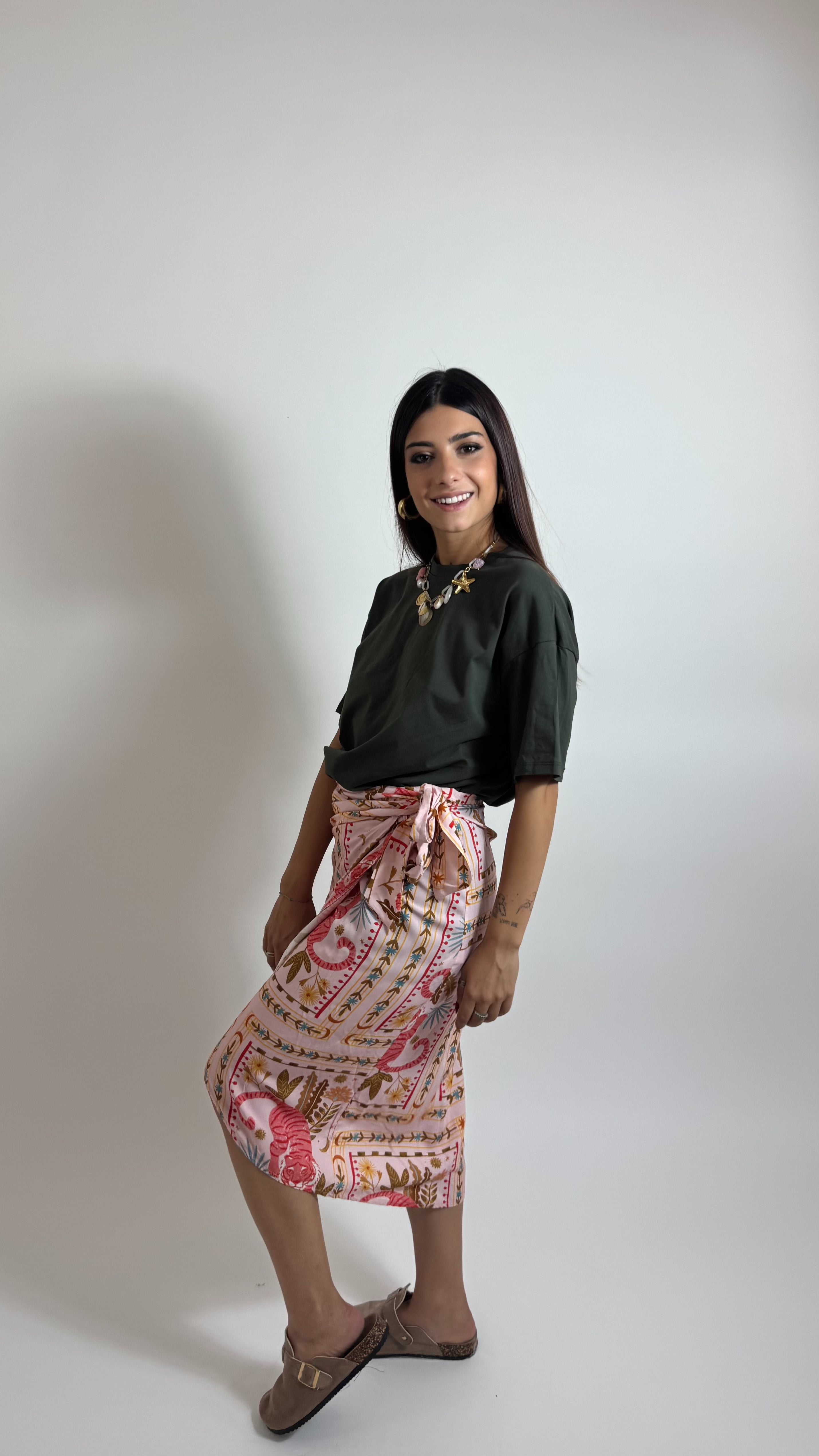 Gonna Pareo Midi Tiger Rosa