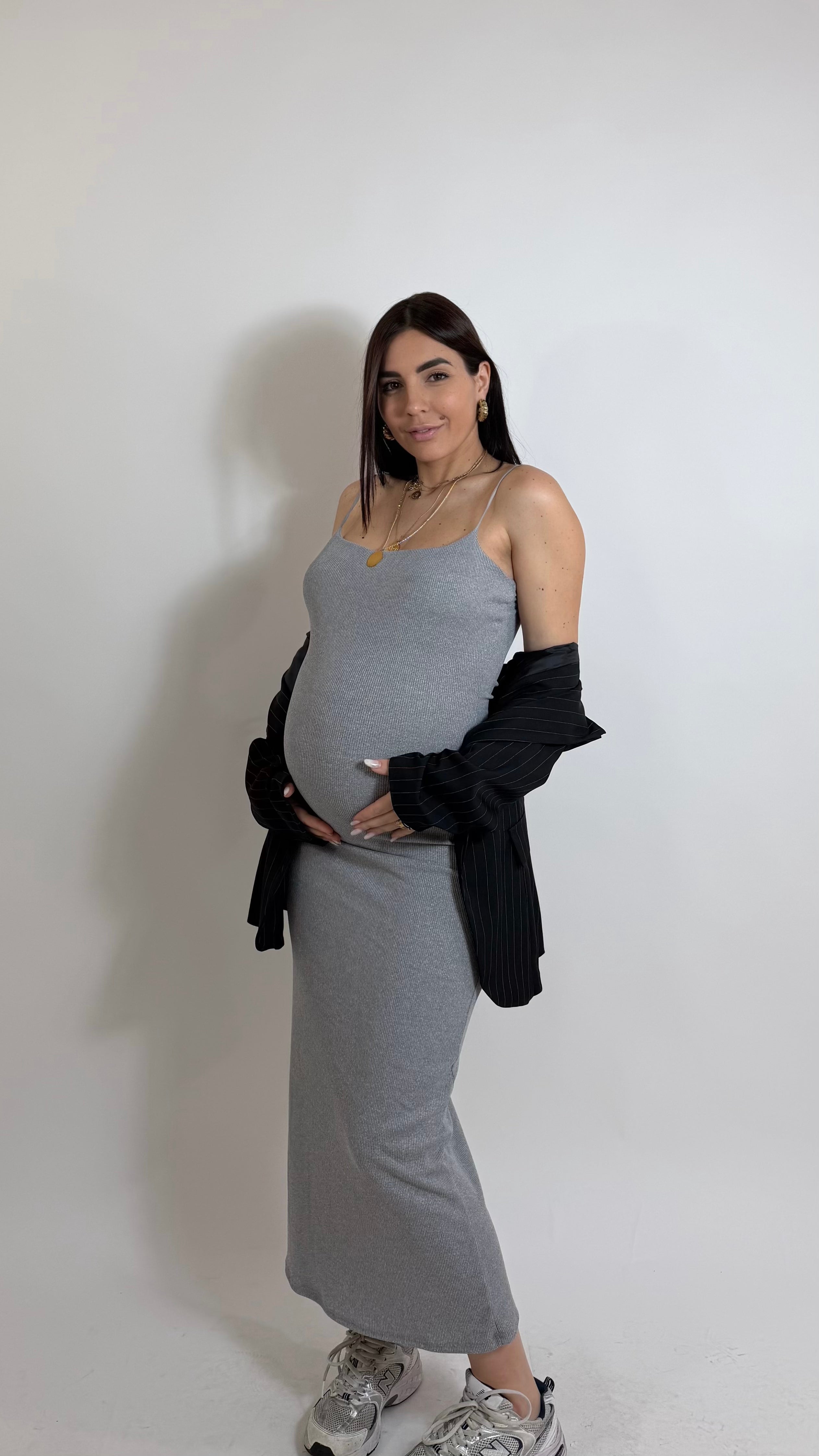 Abito Basic bretella sottile Grigio perla