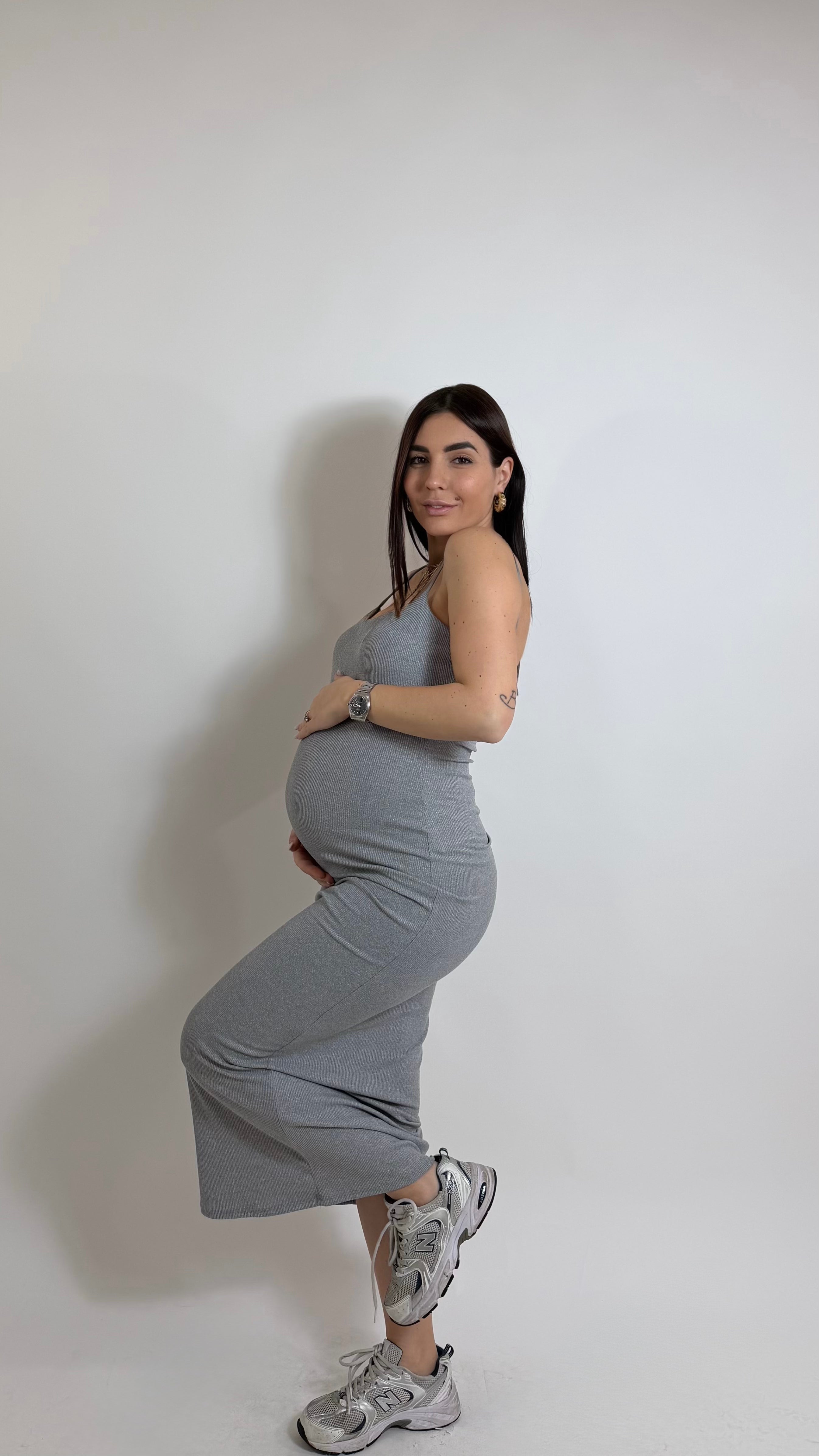 Abito Basic bretella sottile Grigio perla