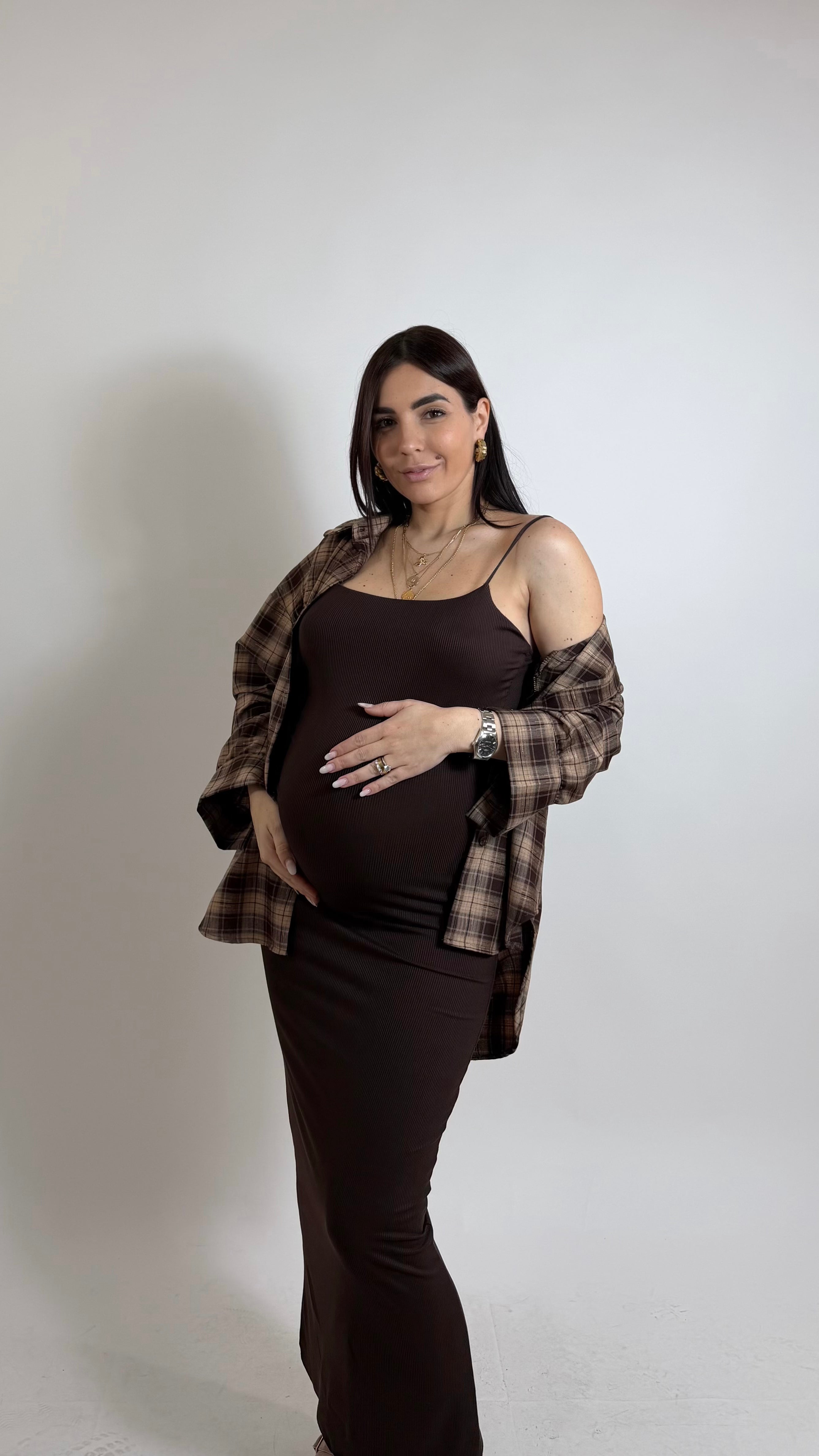 Abito Basic bretella sottile Cioccolato