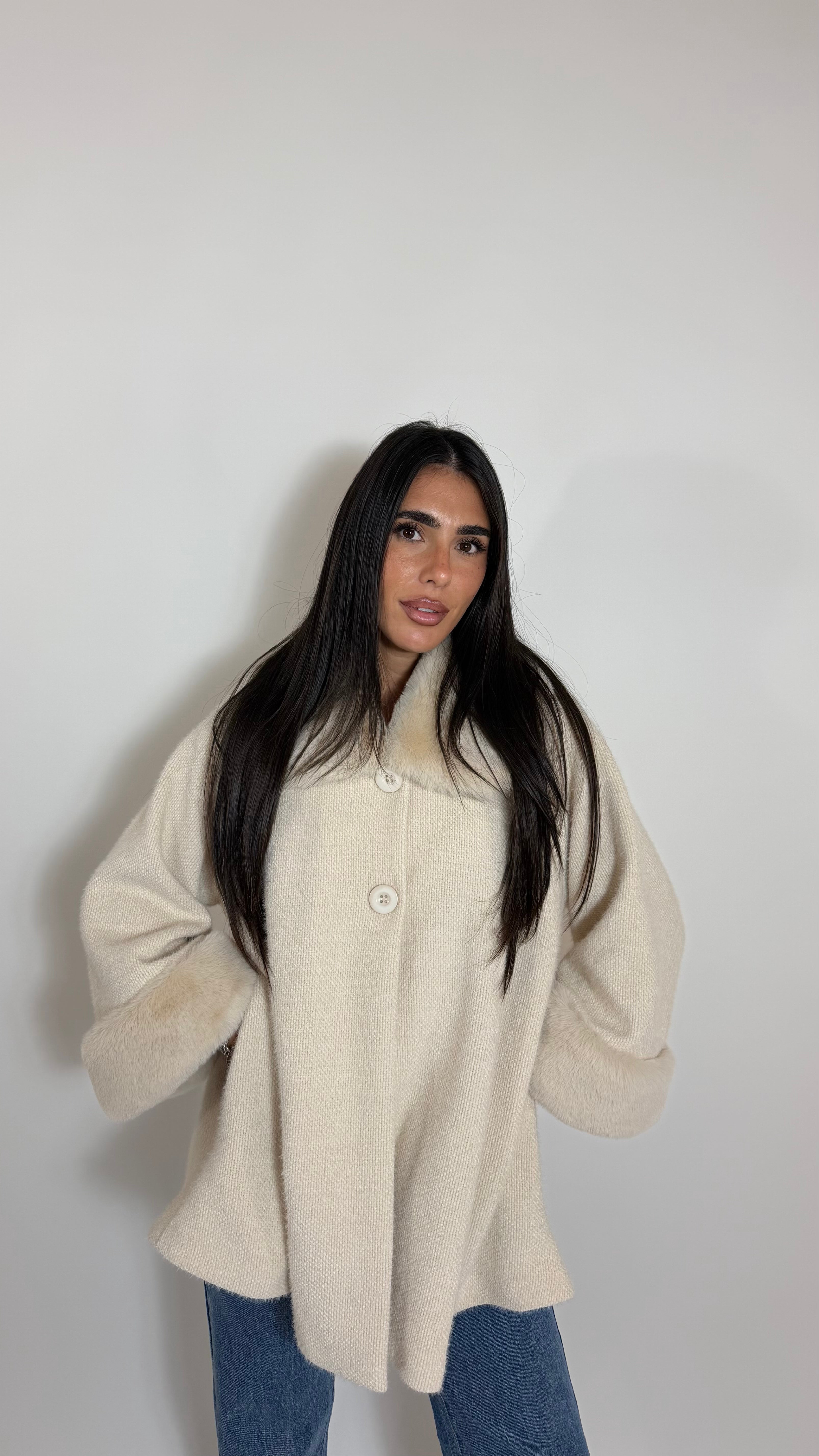 Giacca Fur Collar Burro