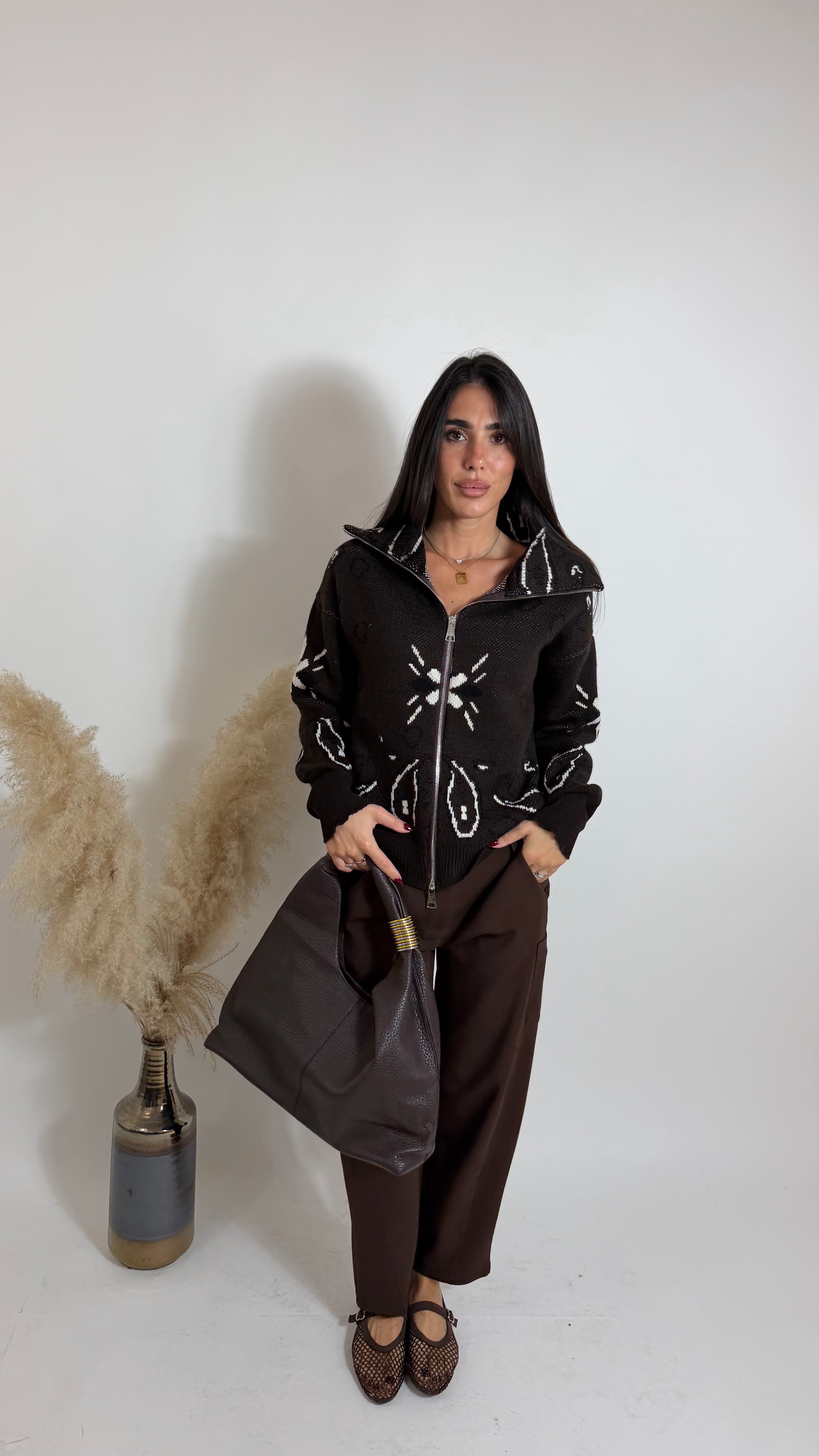 Cardigan Bandana Zip Moka