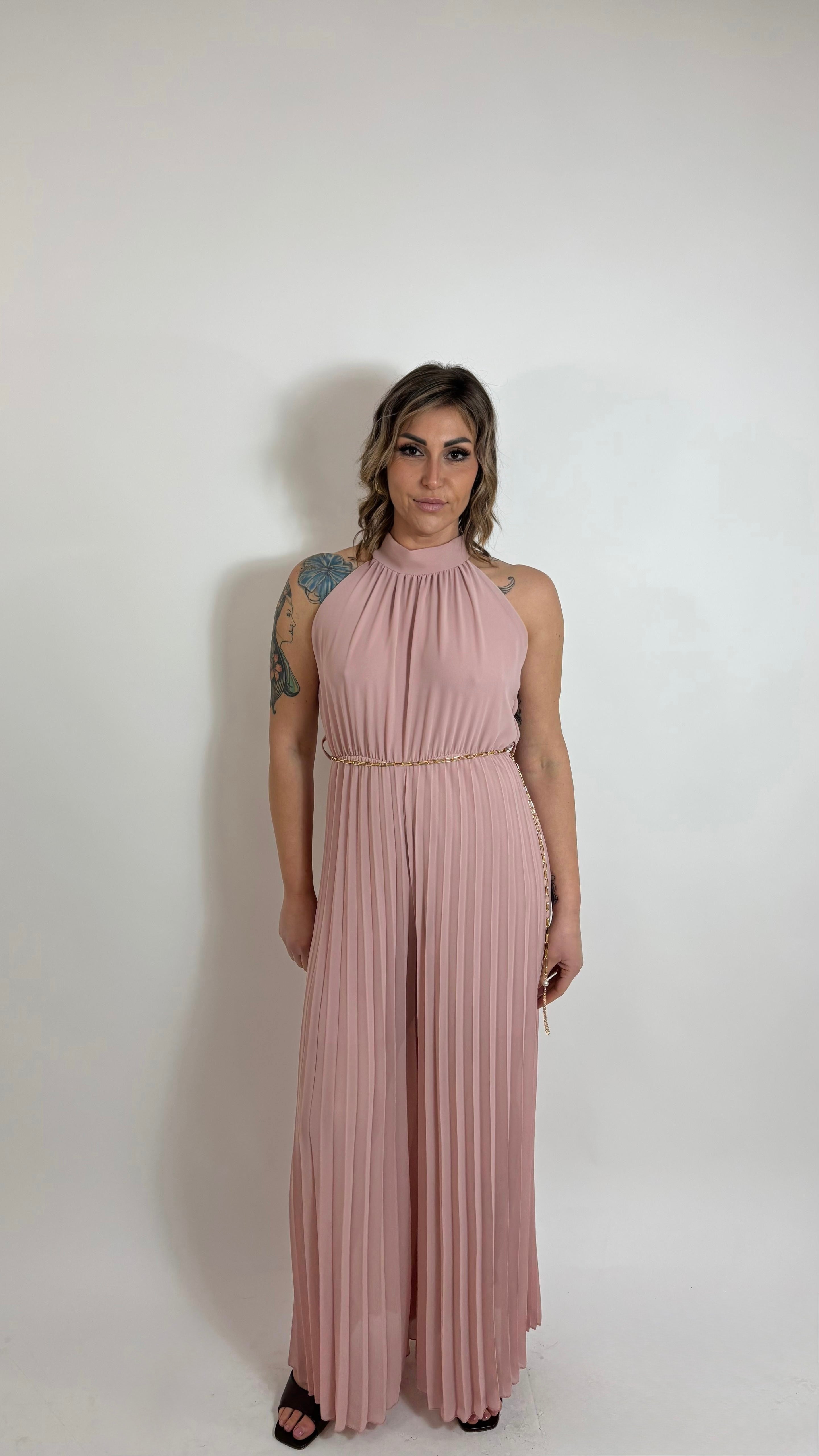 Tuta Dalia Plissè Rosa