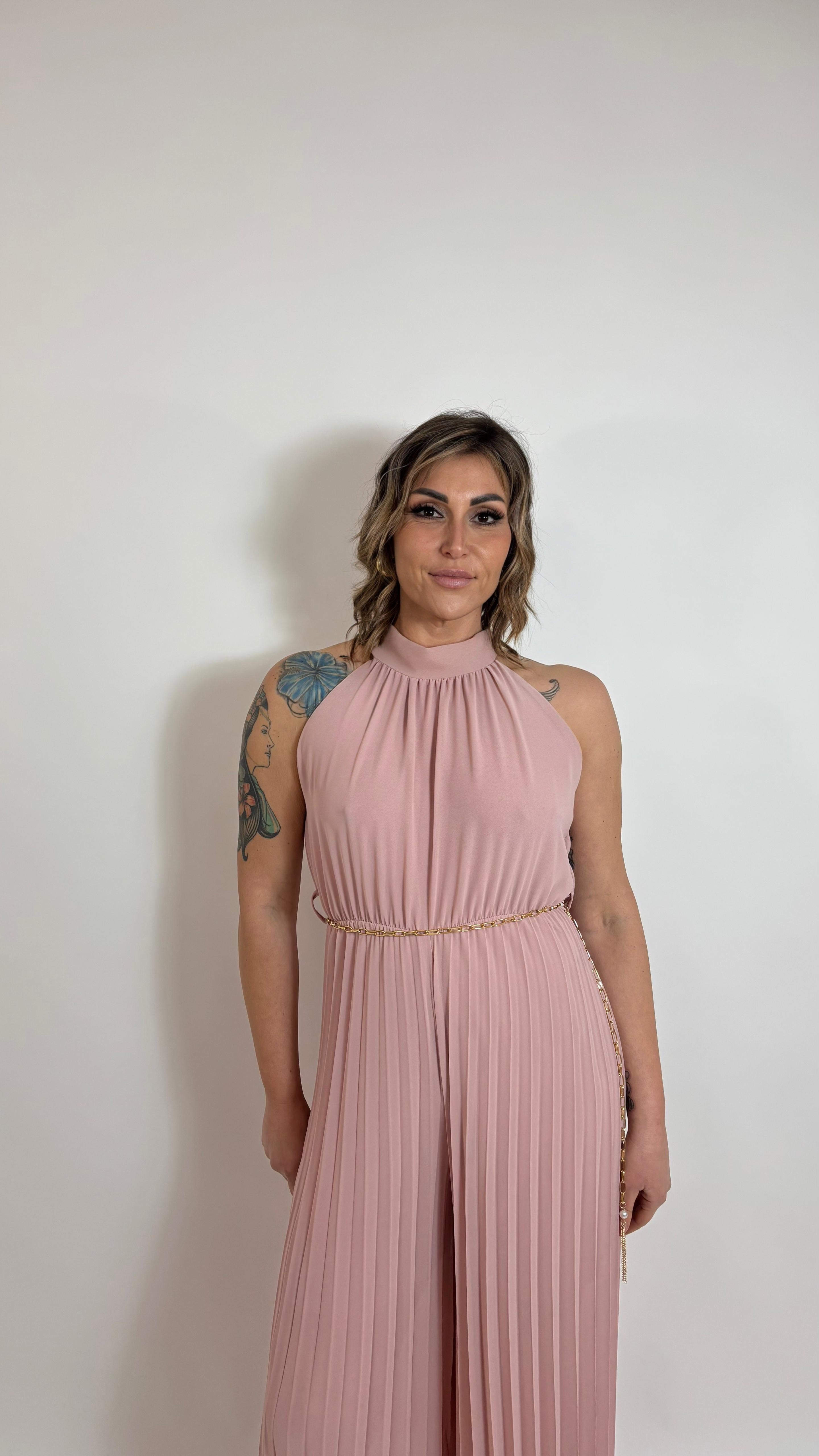 Tuta Dalia Plissè Rosa