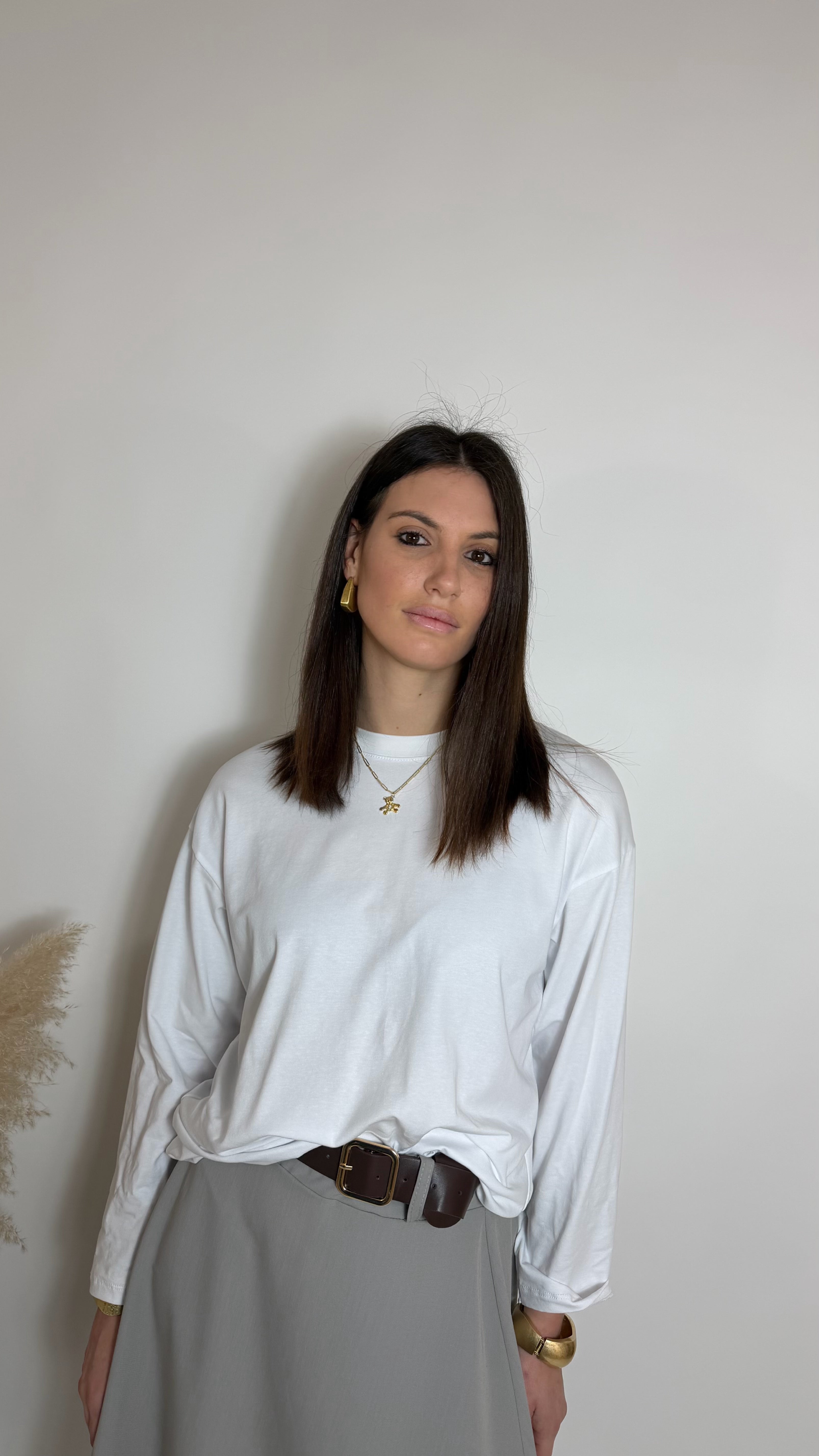 Maglia Over Manica Lunga Bianca