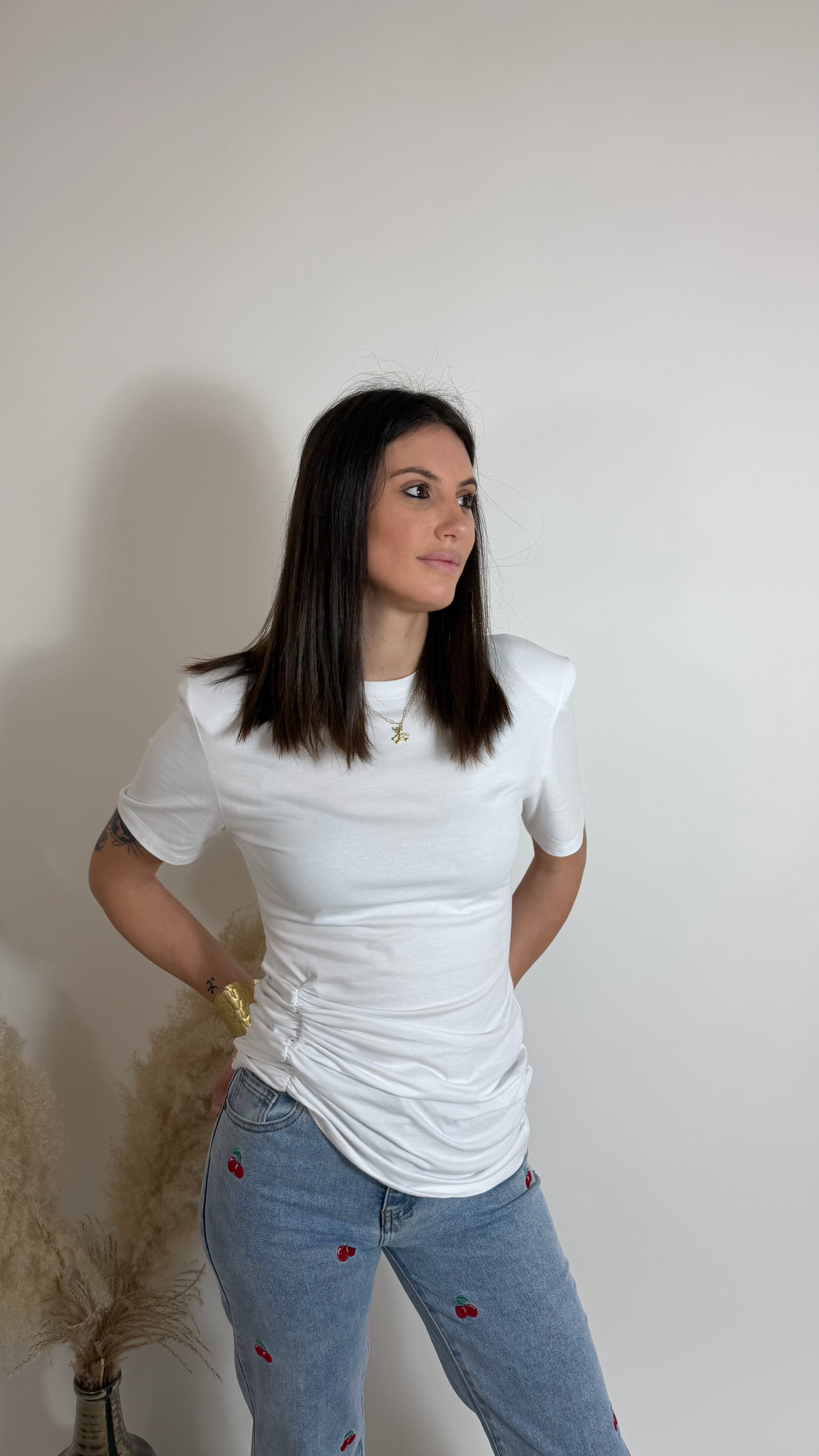 T-Shirt Long Drappeggio Bianca