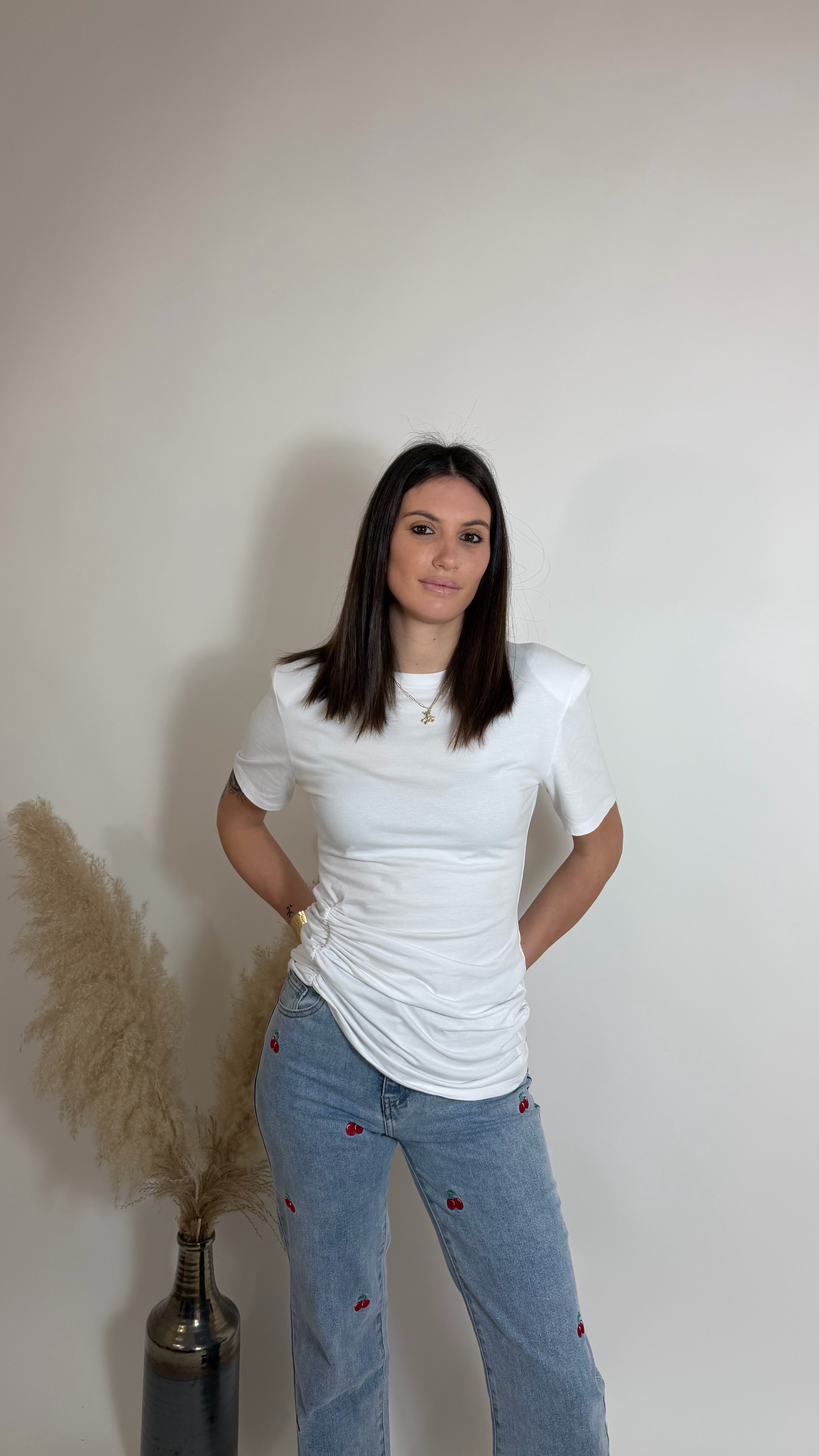 T-Shirt Long Drappeggio Bianca