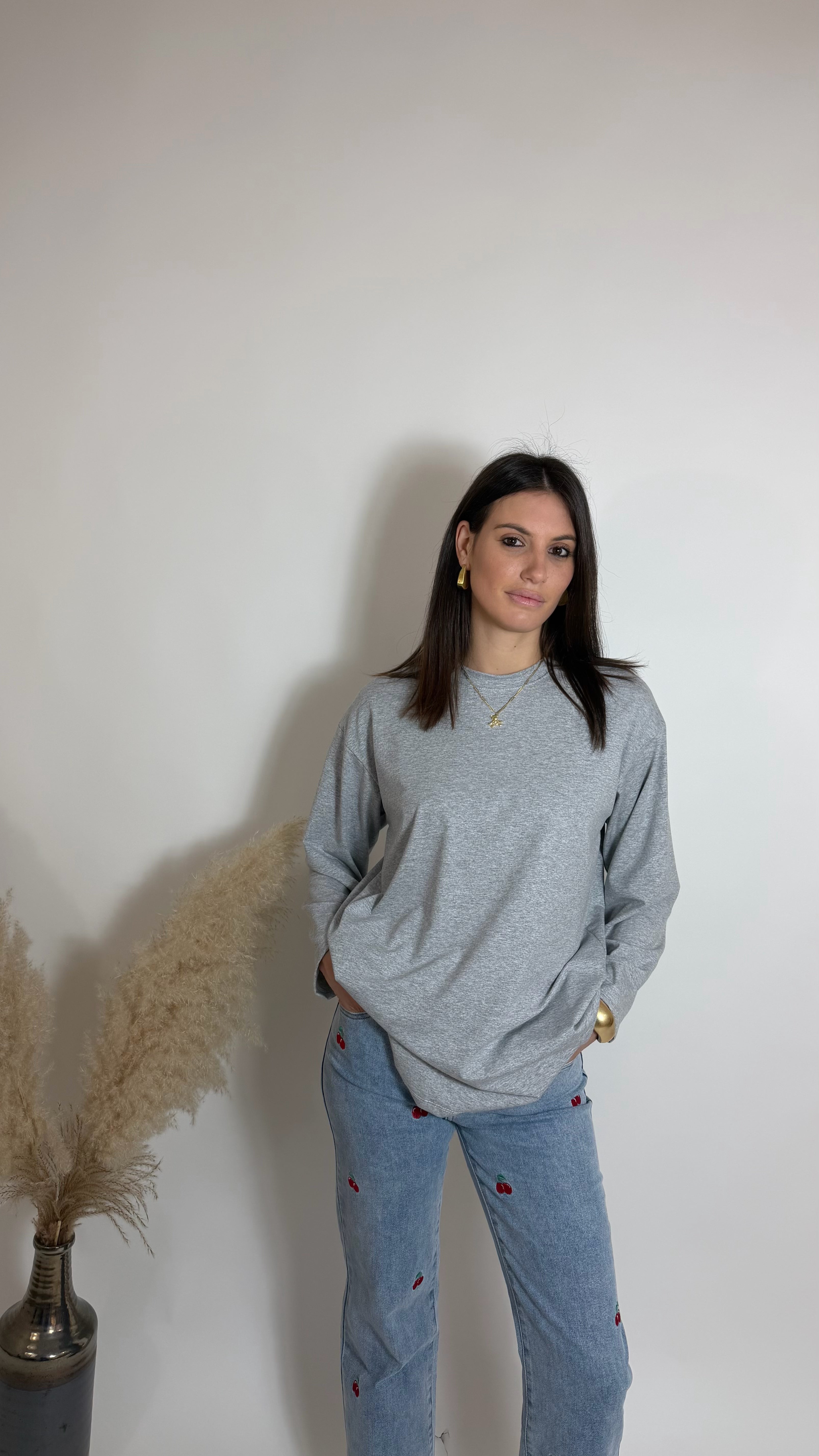 Maglia Over Manica Lunga Grigia