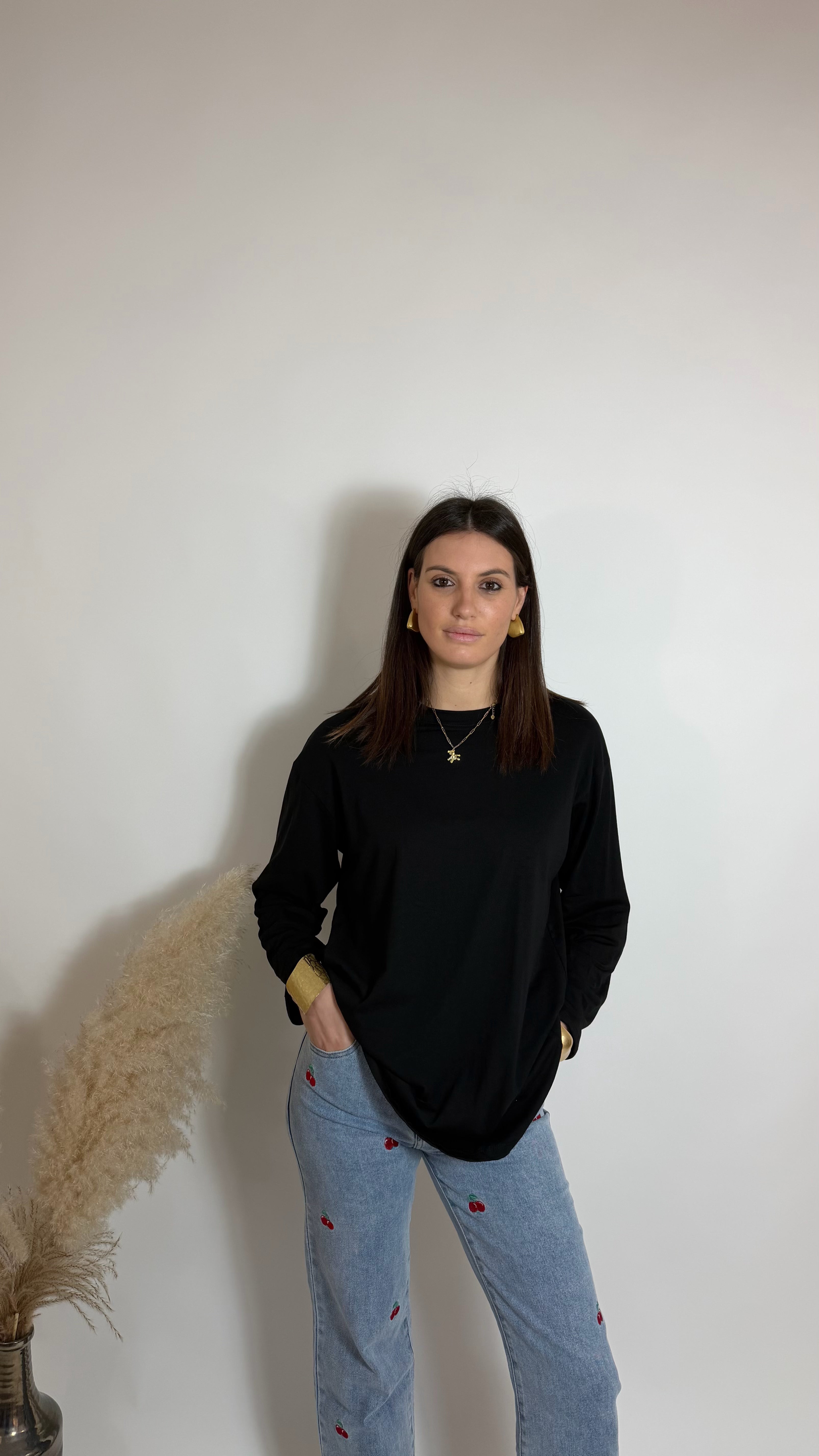 Maglia Over Manica Lunga Nera