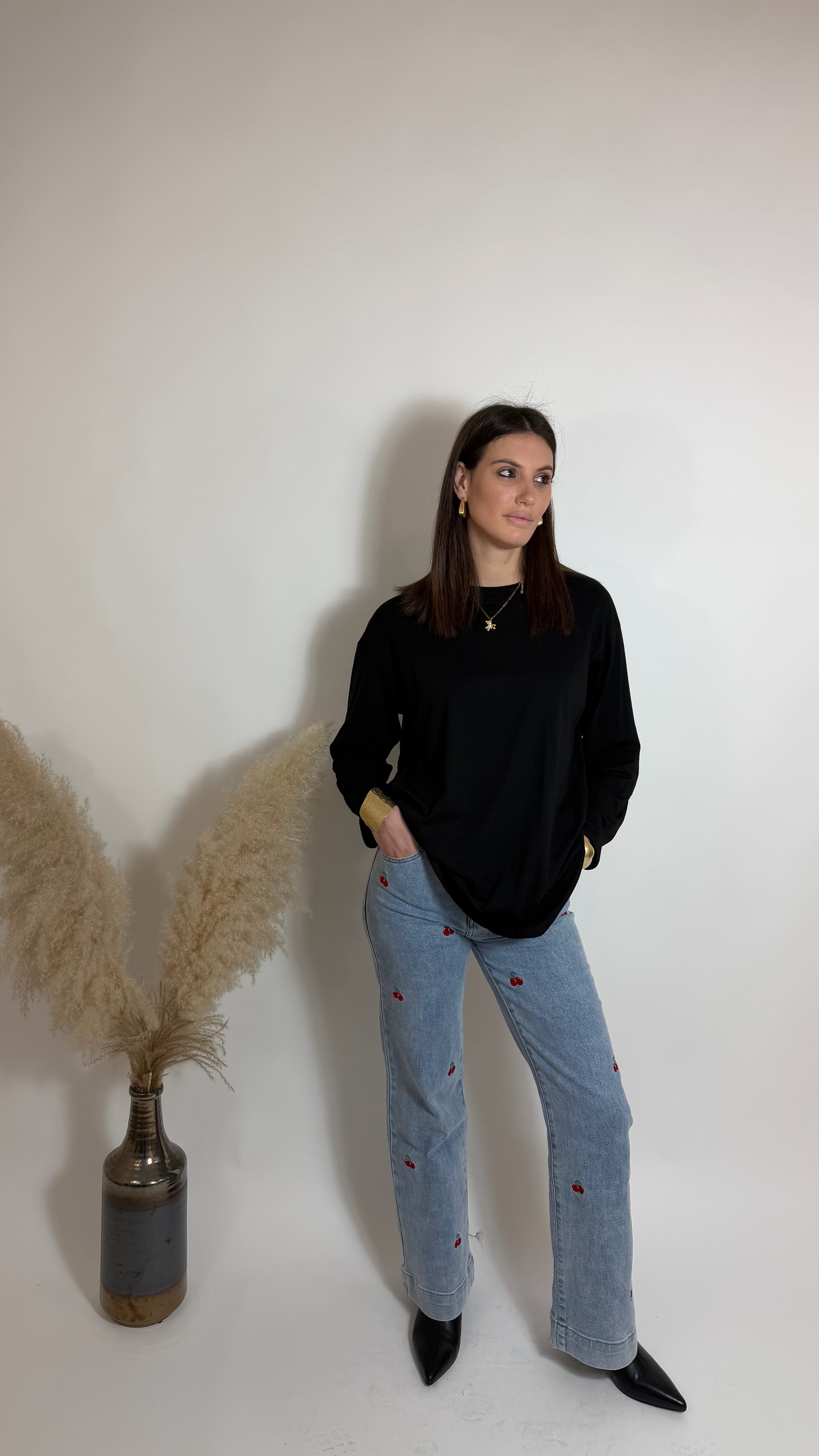 Maglia Over Manica Lunga Nera