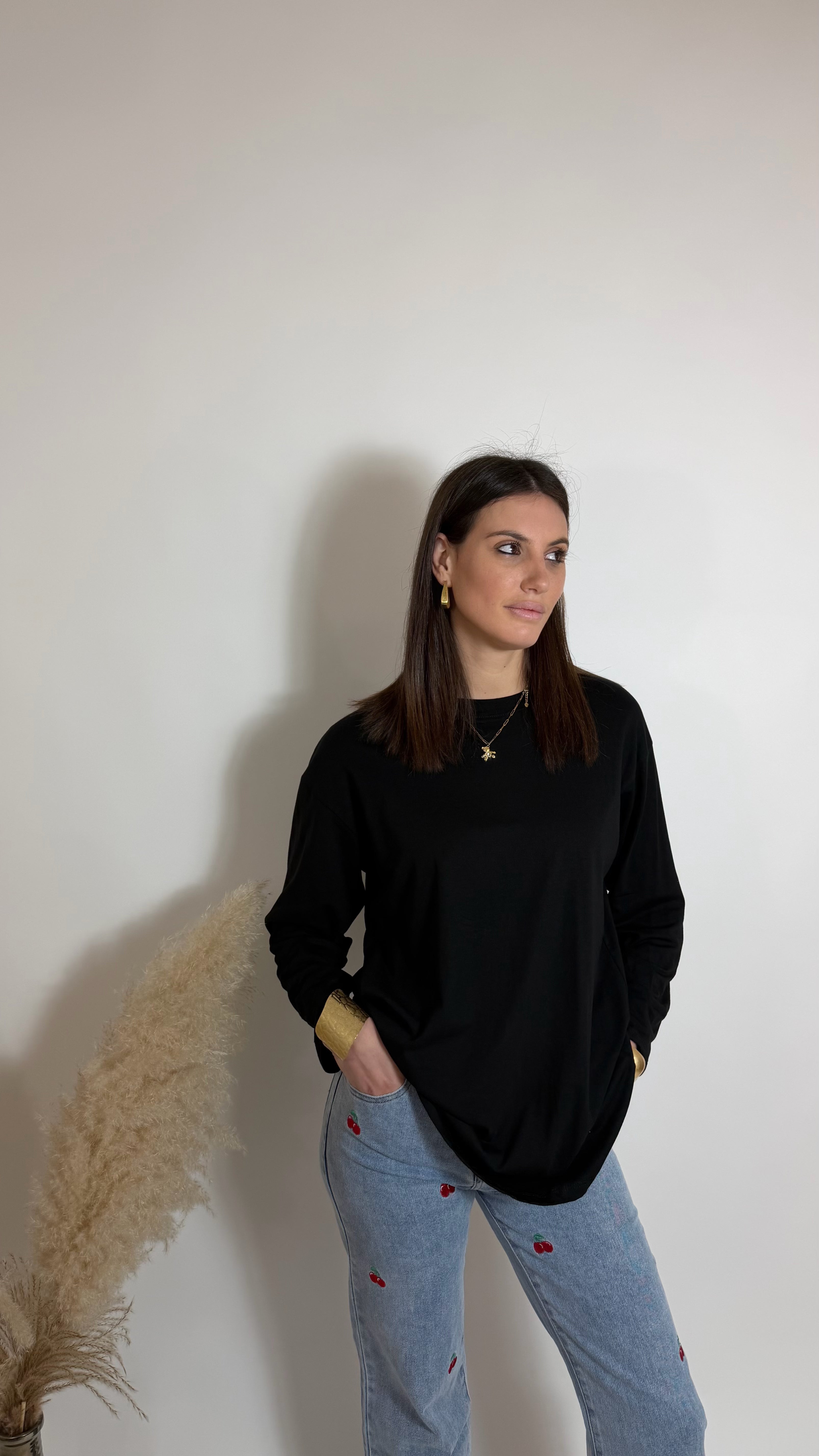 Maglia Over Manica Lunga Nera