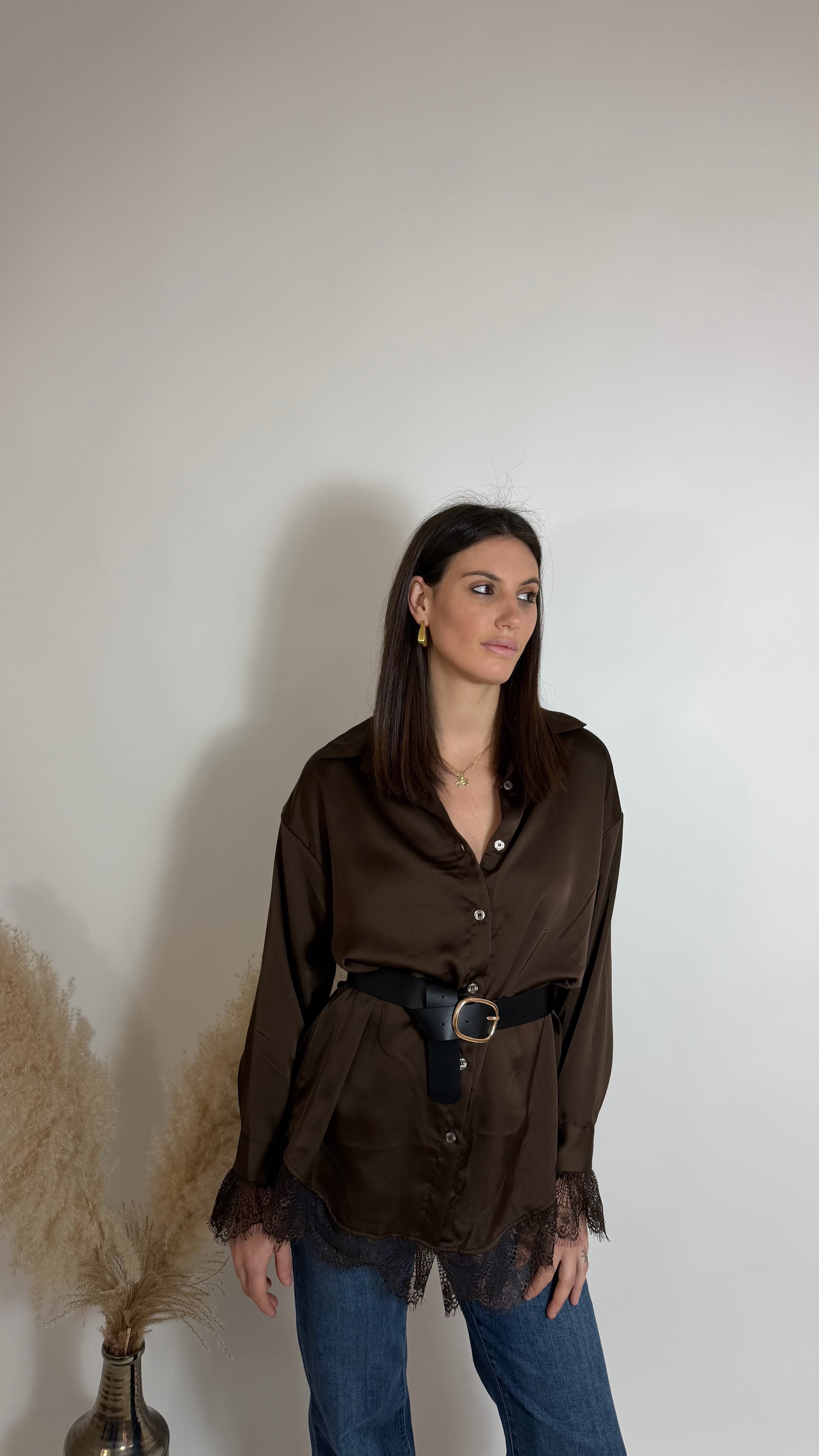 Camicia Silk con Cinta inclusa Choco