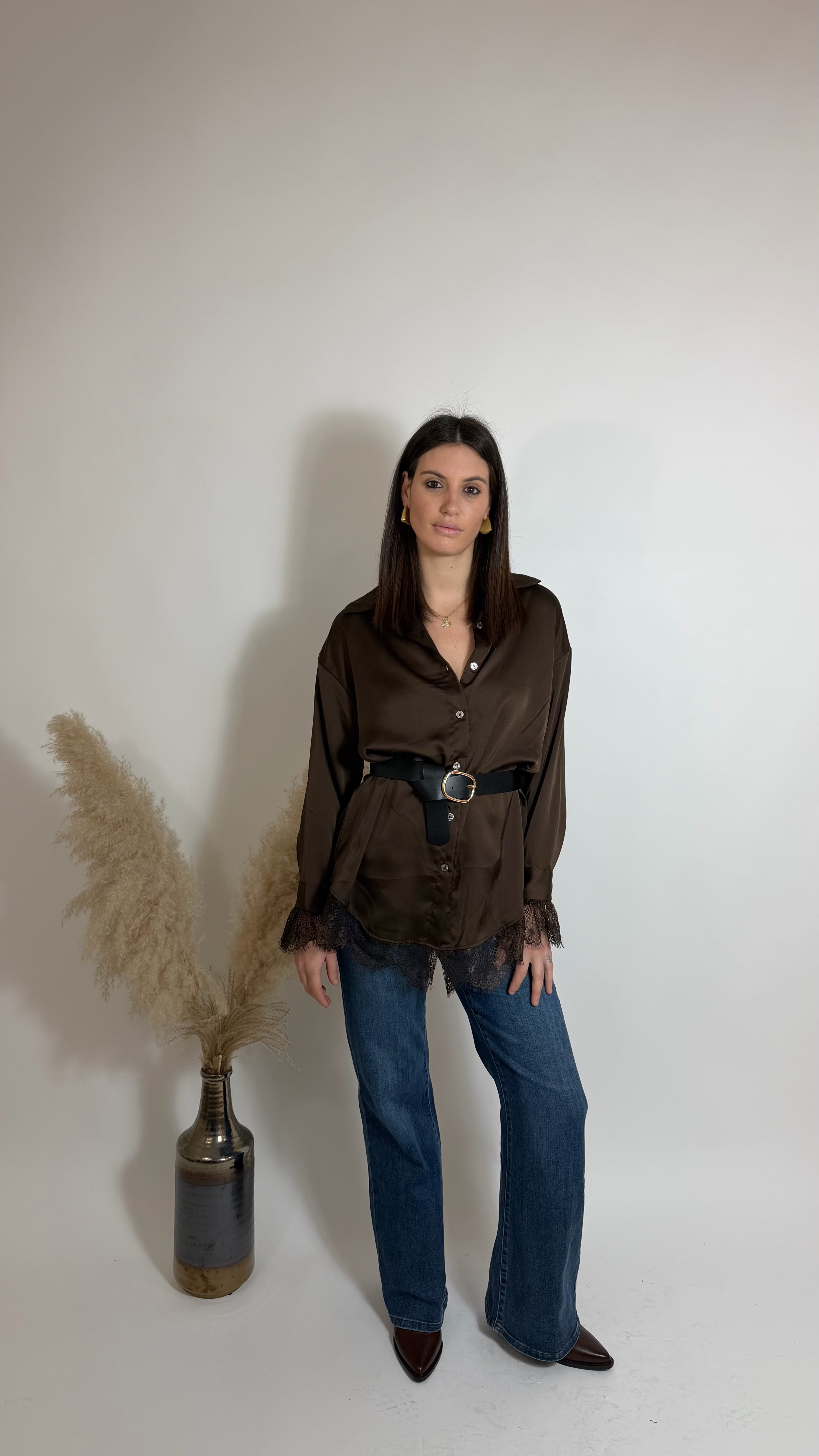 Camicia Silk con Cinta inclusa Choco