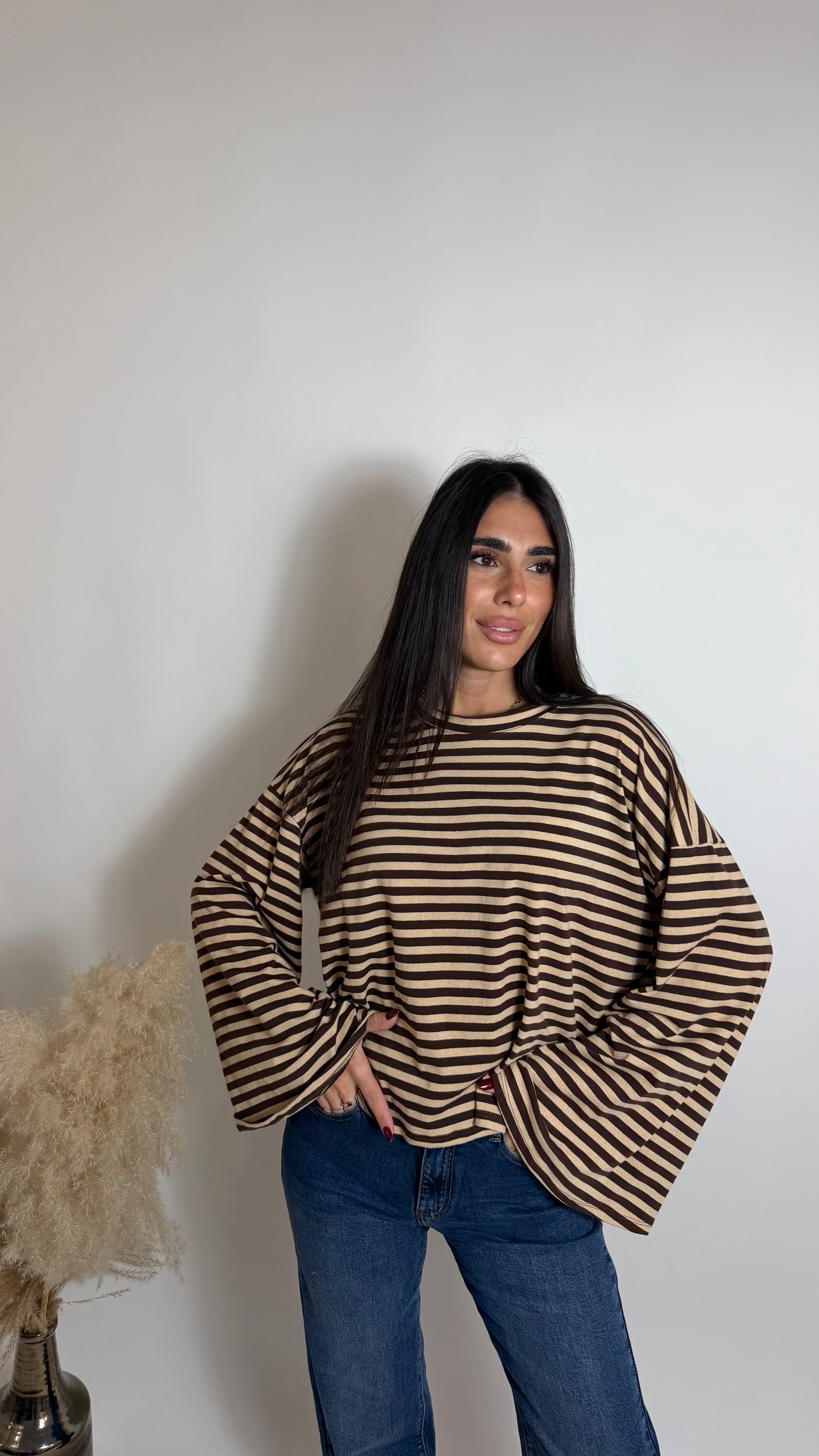 Maglia Stripe Bel Ecru/Choco