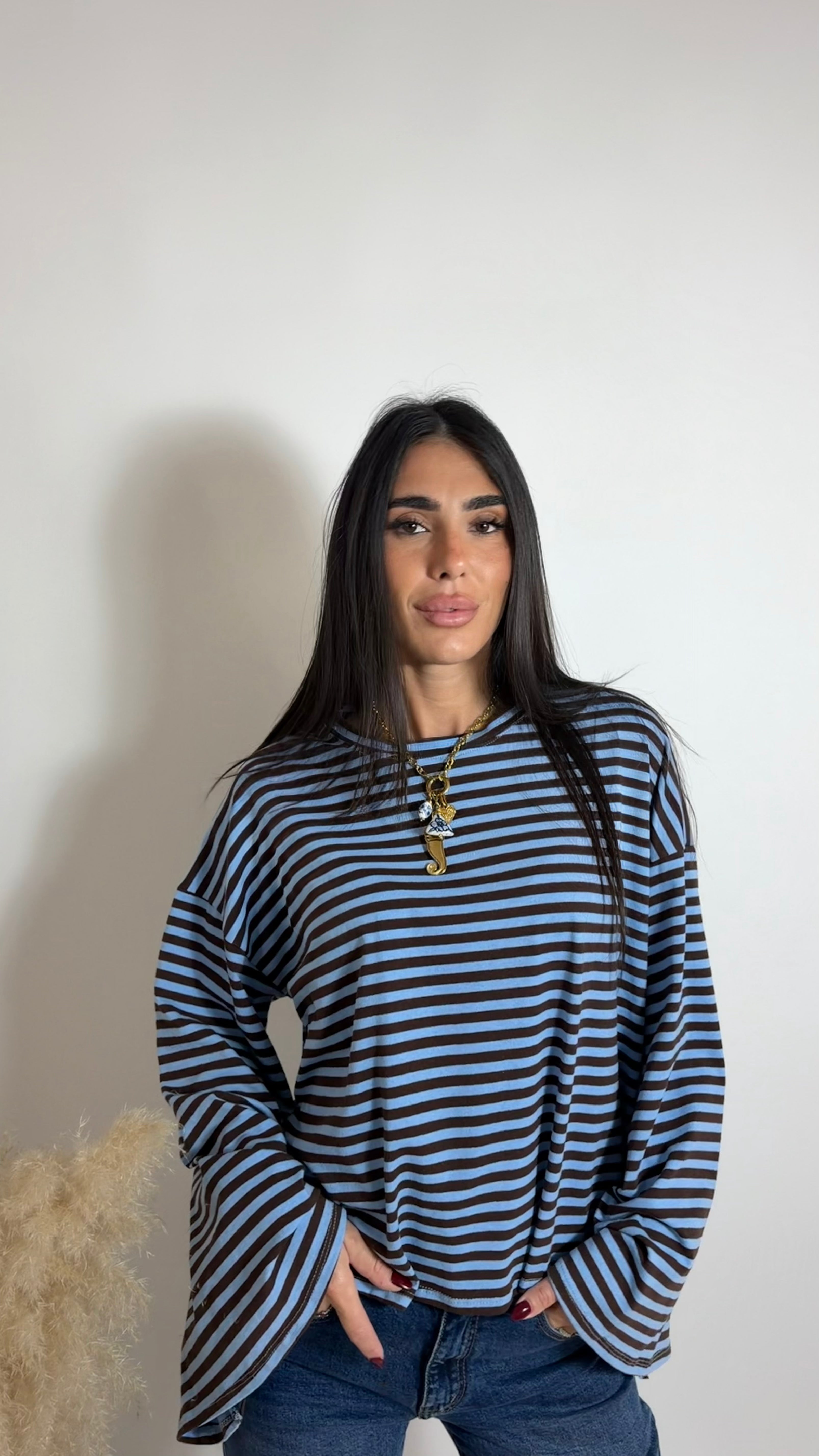 Maglia Stripe Bel Sky/Choco