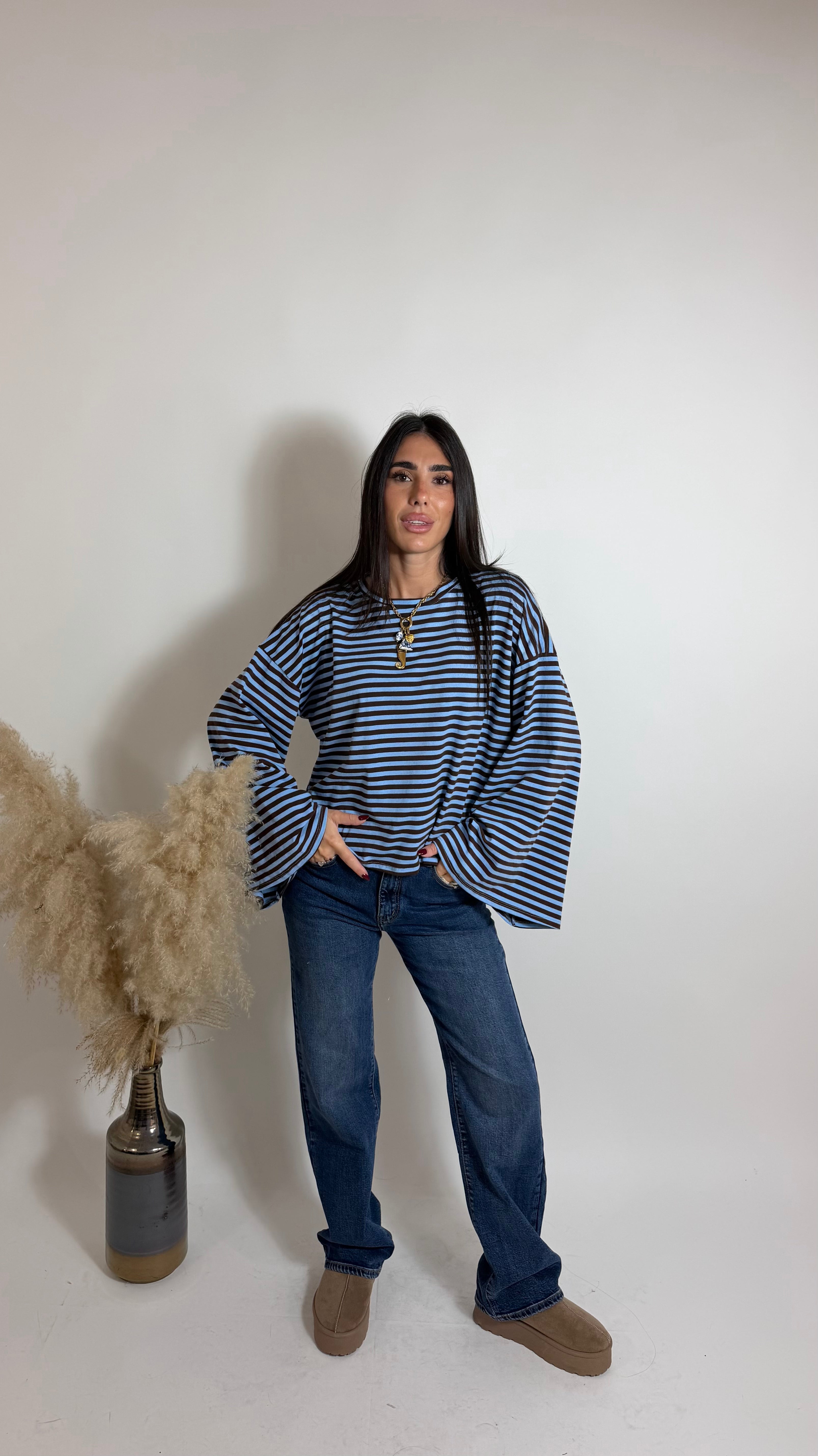 Maglia Stripe Bel Sky/Choco