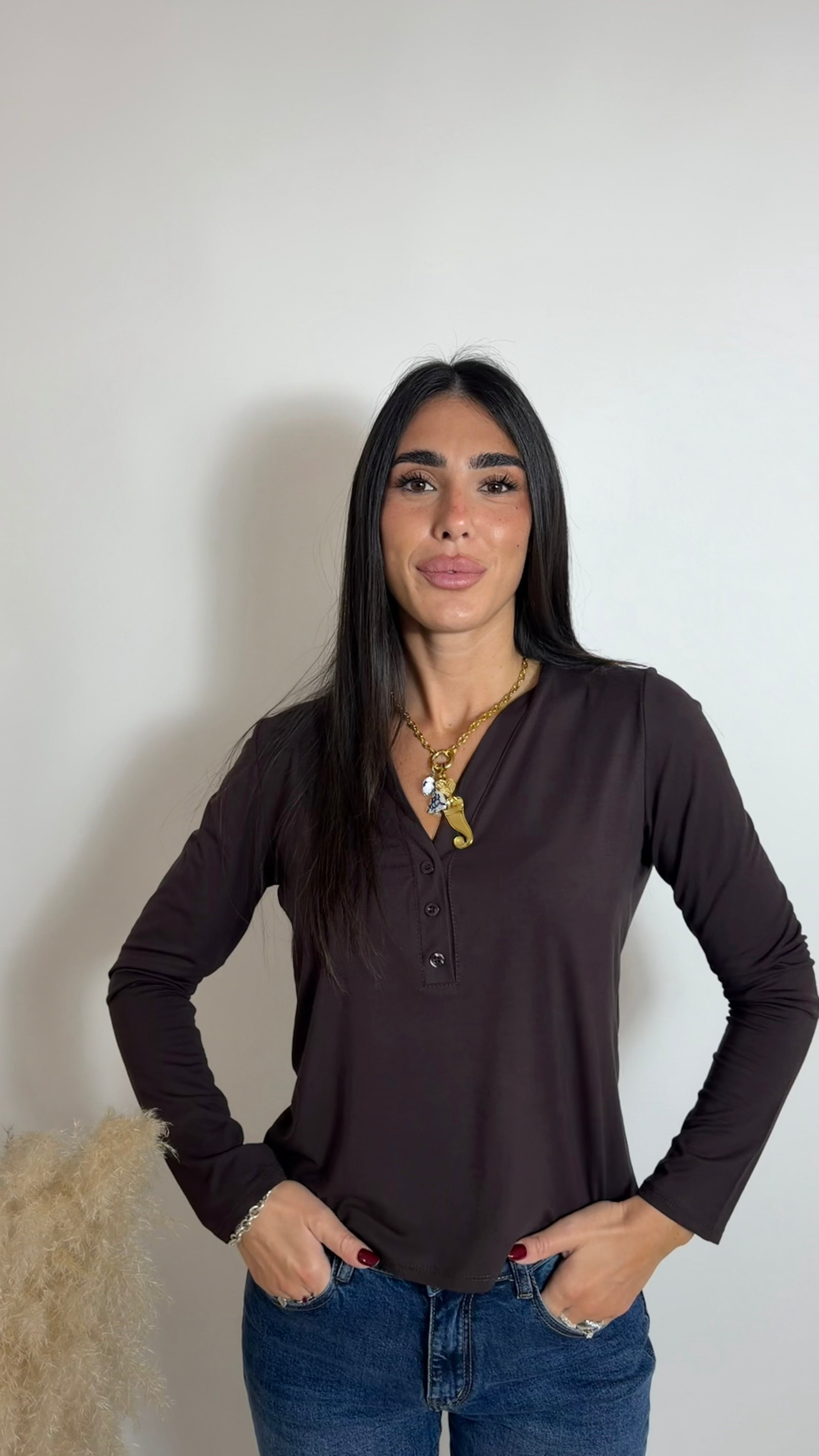 Maglia Serafino Scollo V Choco