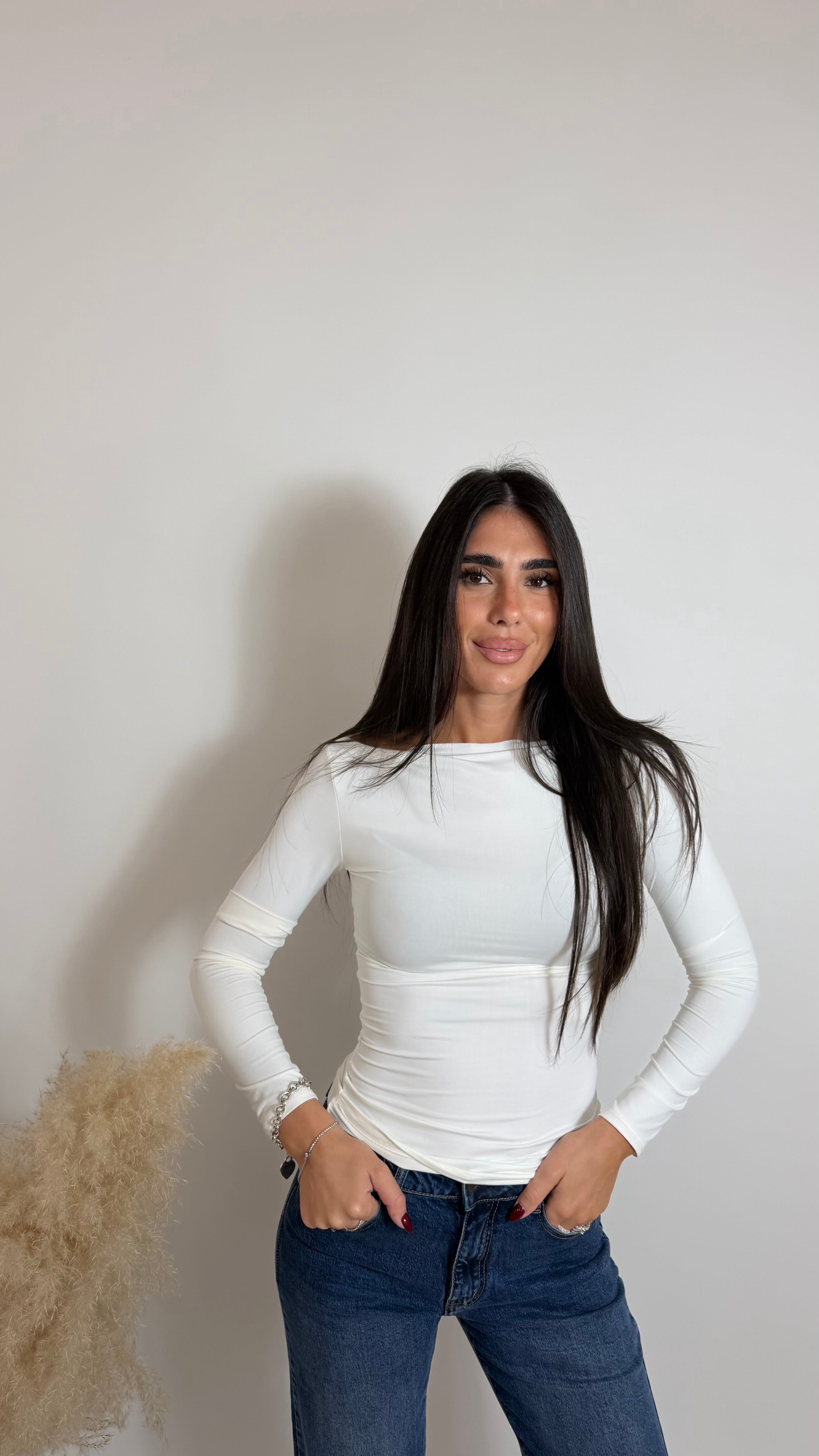 Maglia Scollo Barca Basic Bianca