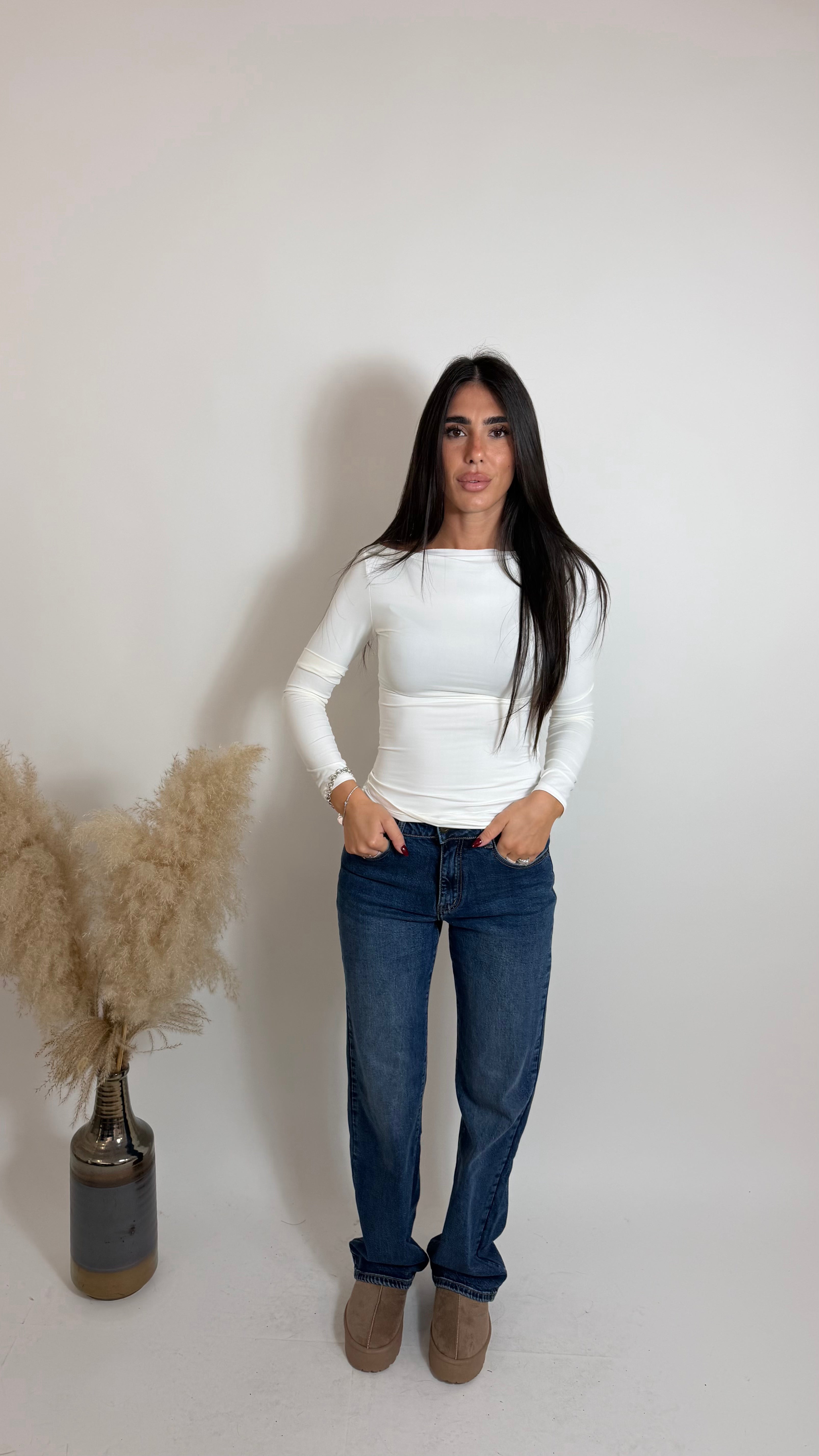 Maglia Scollo Barca Basic Bianca