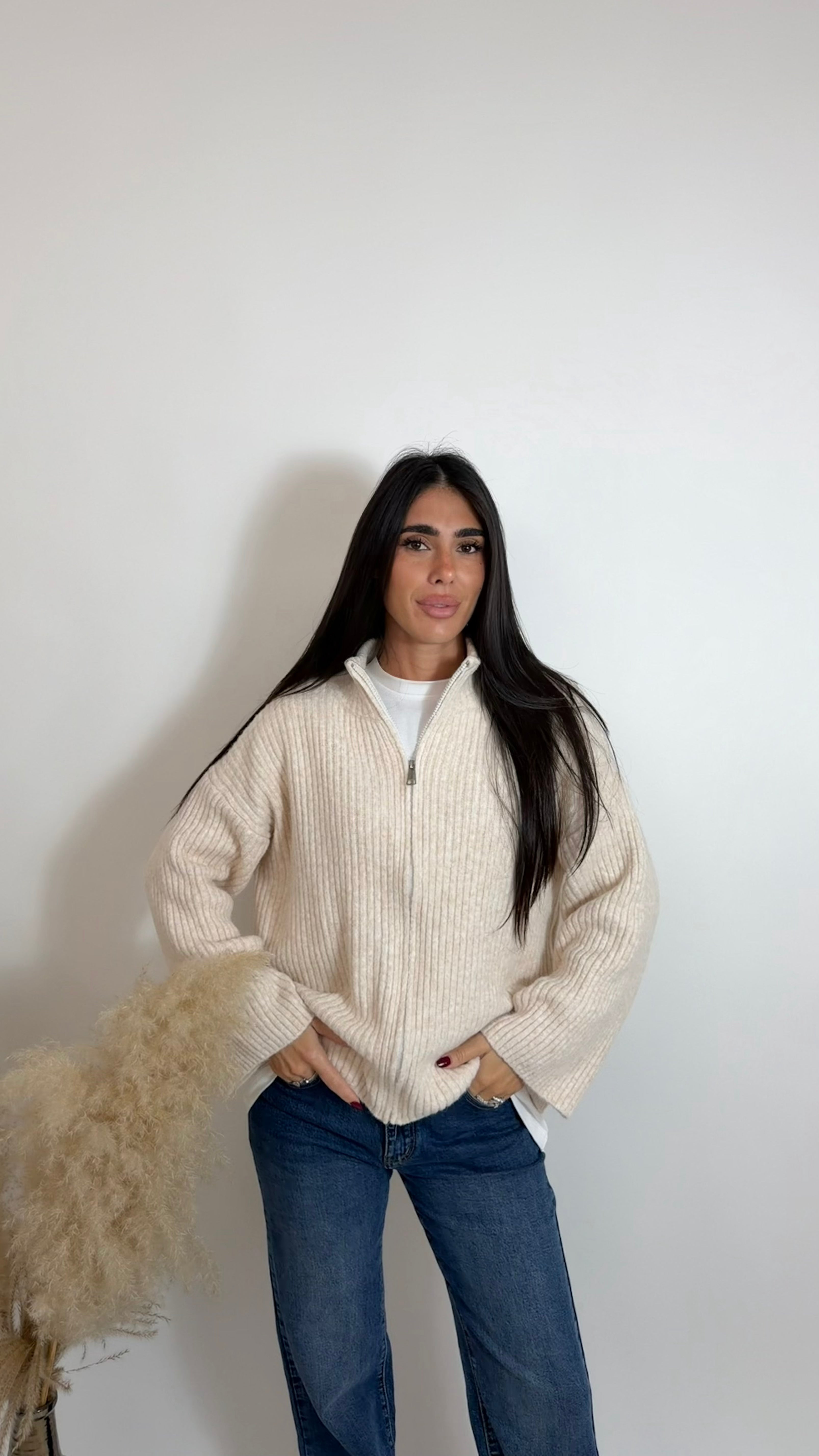 Zip Knit Cardigan Burro