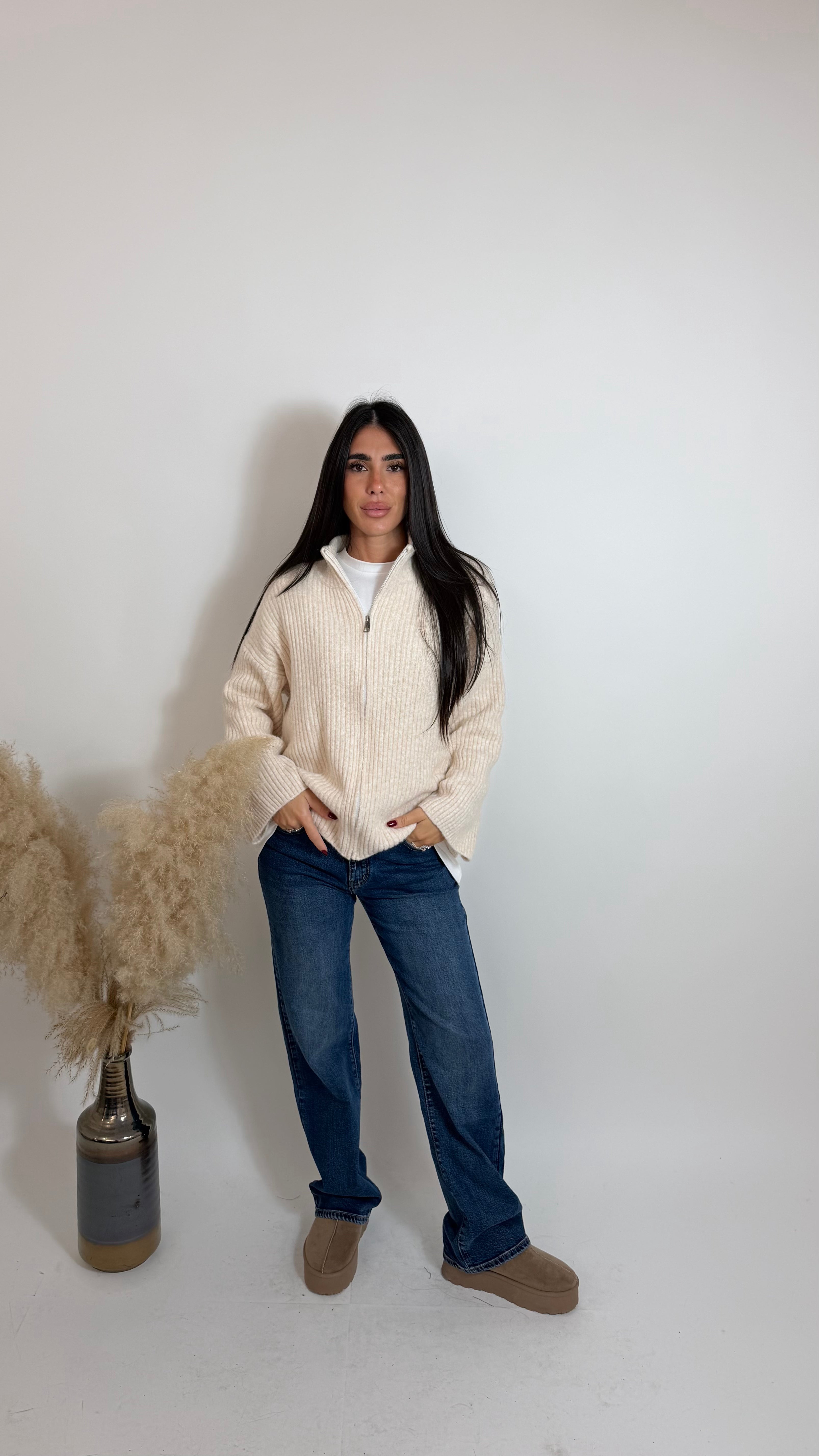 Zip Knit Cardigan Burro