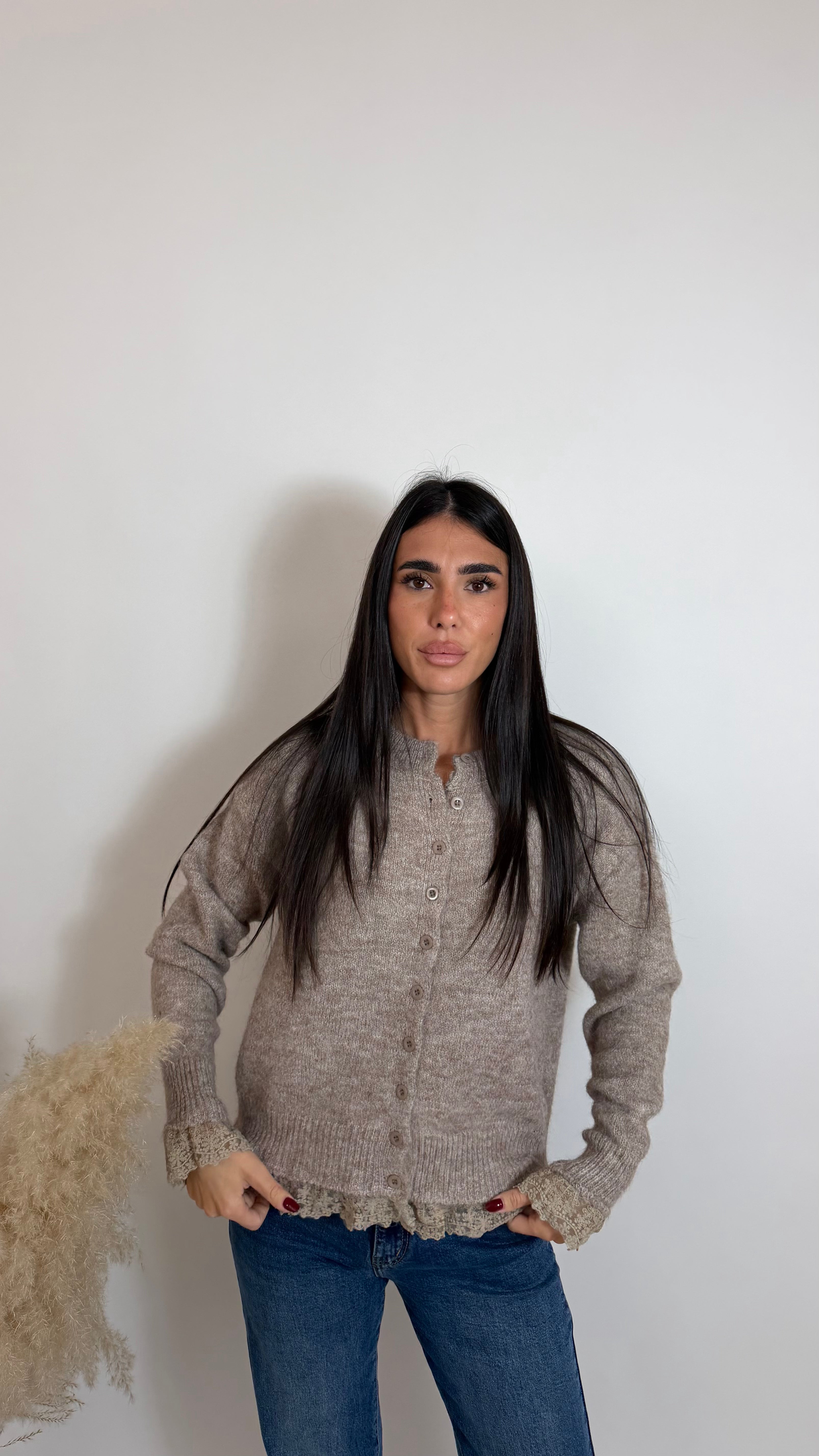 Cardigan Lace Romance Tortora