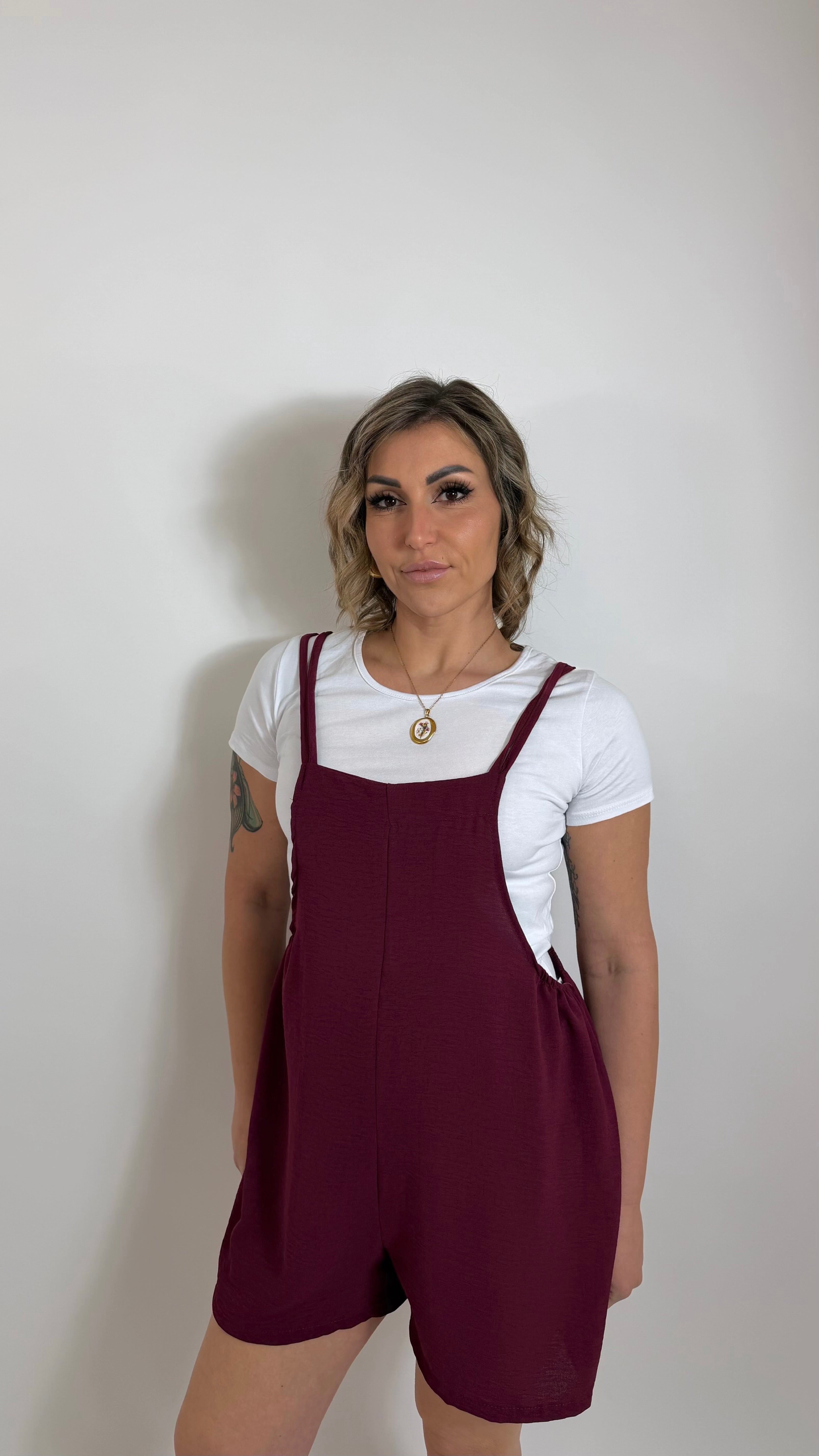 Mini Salopette Safari T-shirt Inclusa Bordeaux