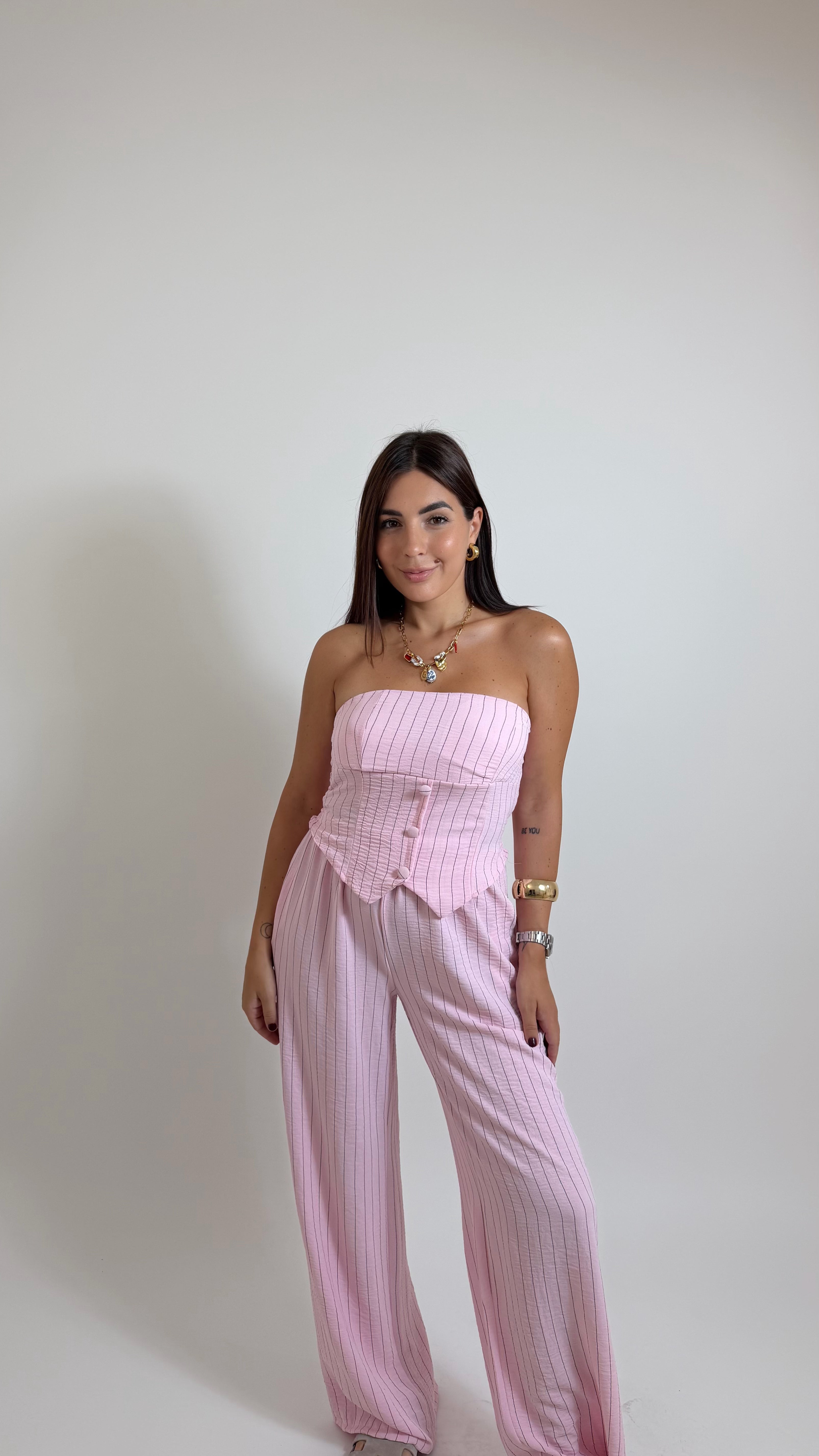 Set Corset Gesso Rosa