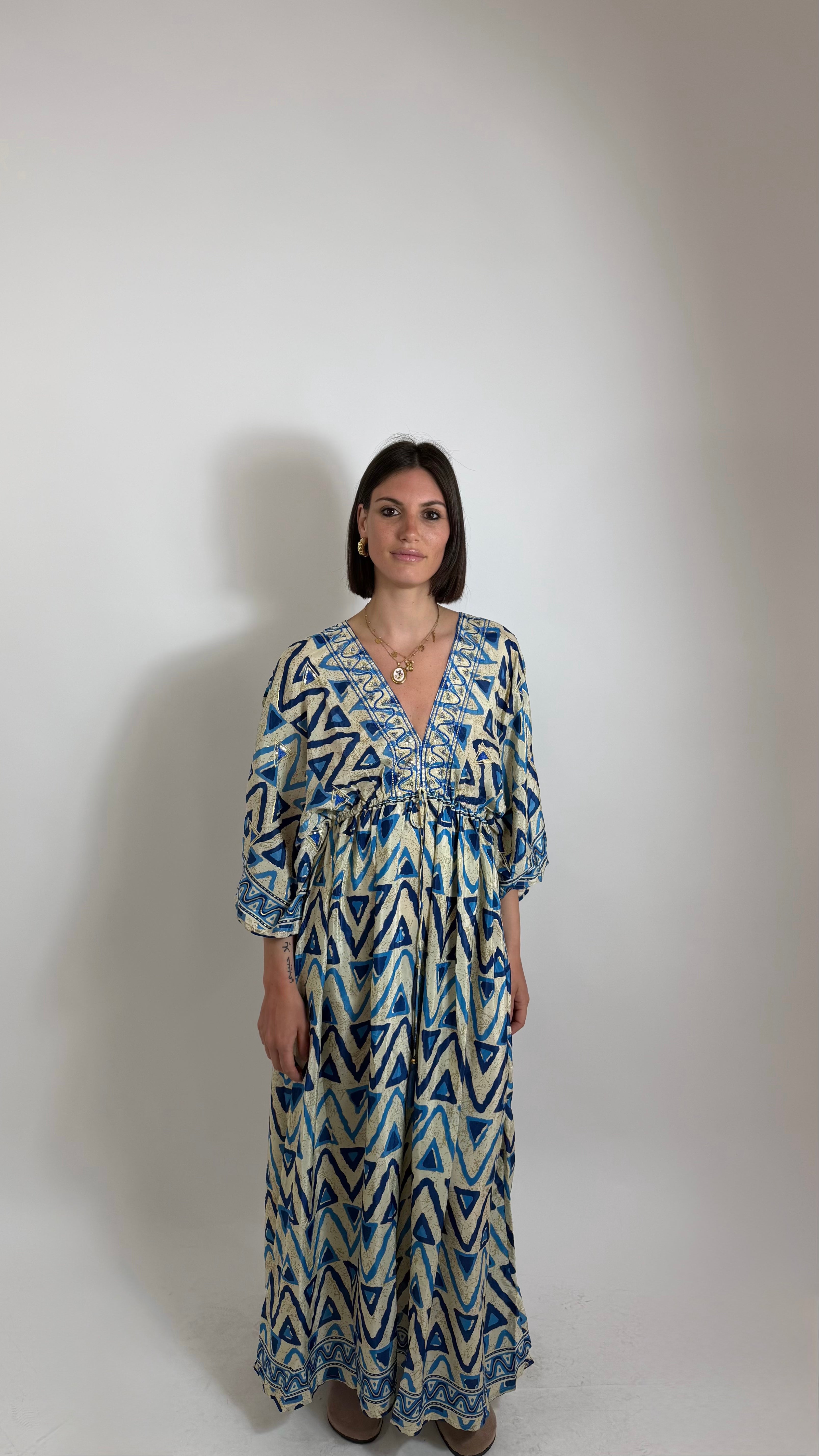 Abito Kaftano Boho-chic Blu