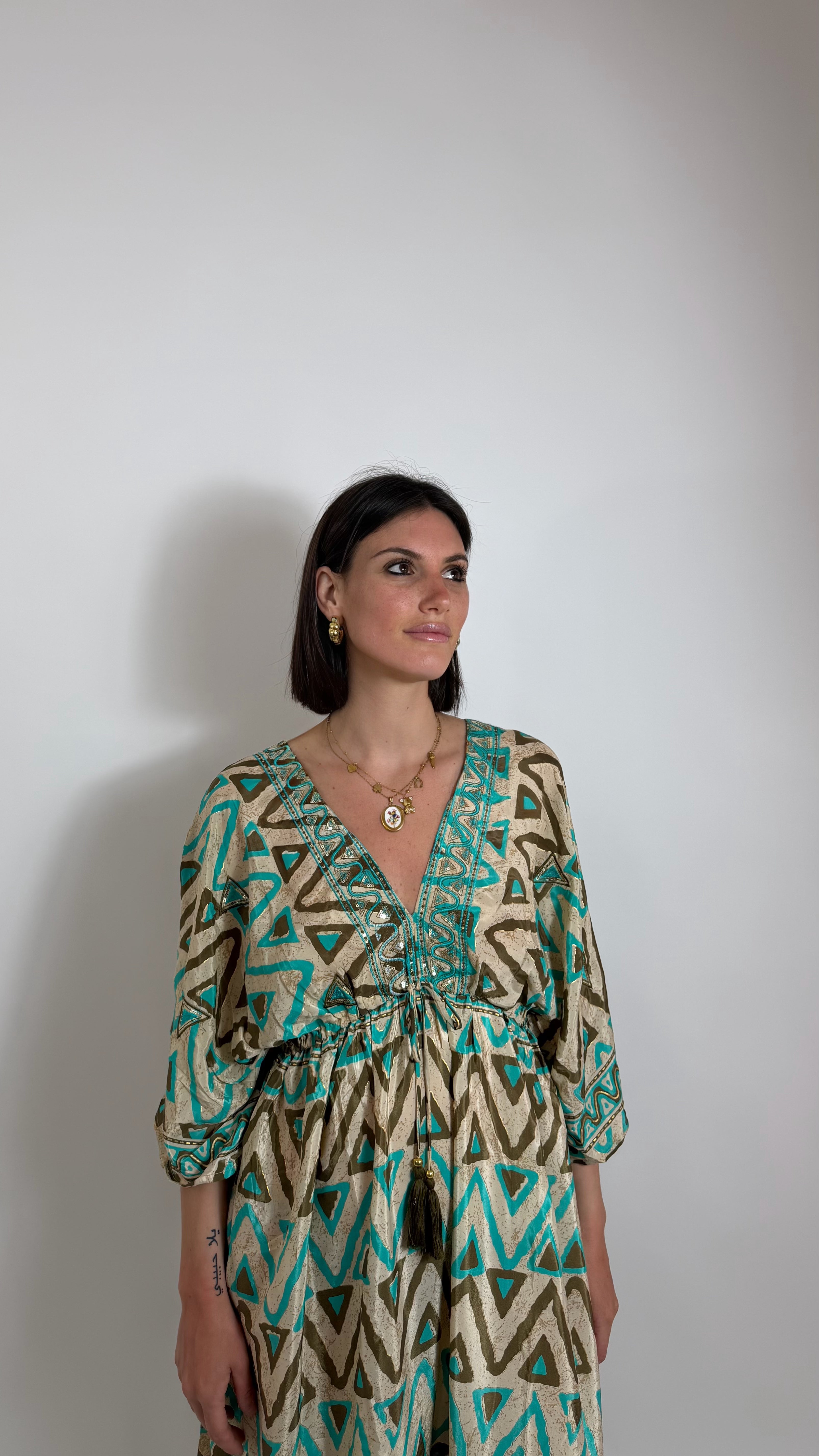 Abito Kaftano Boho-chic Verde