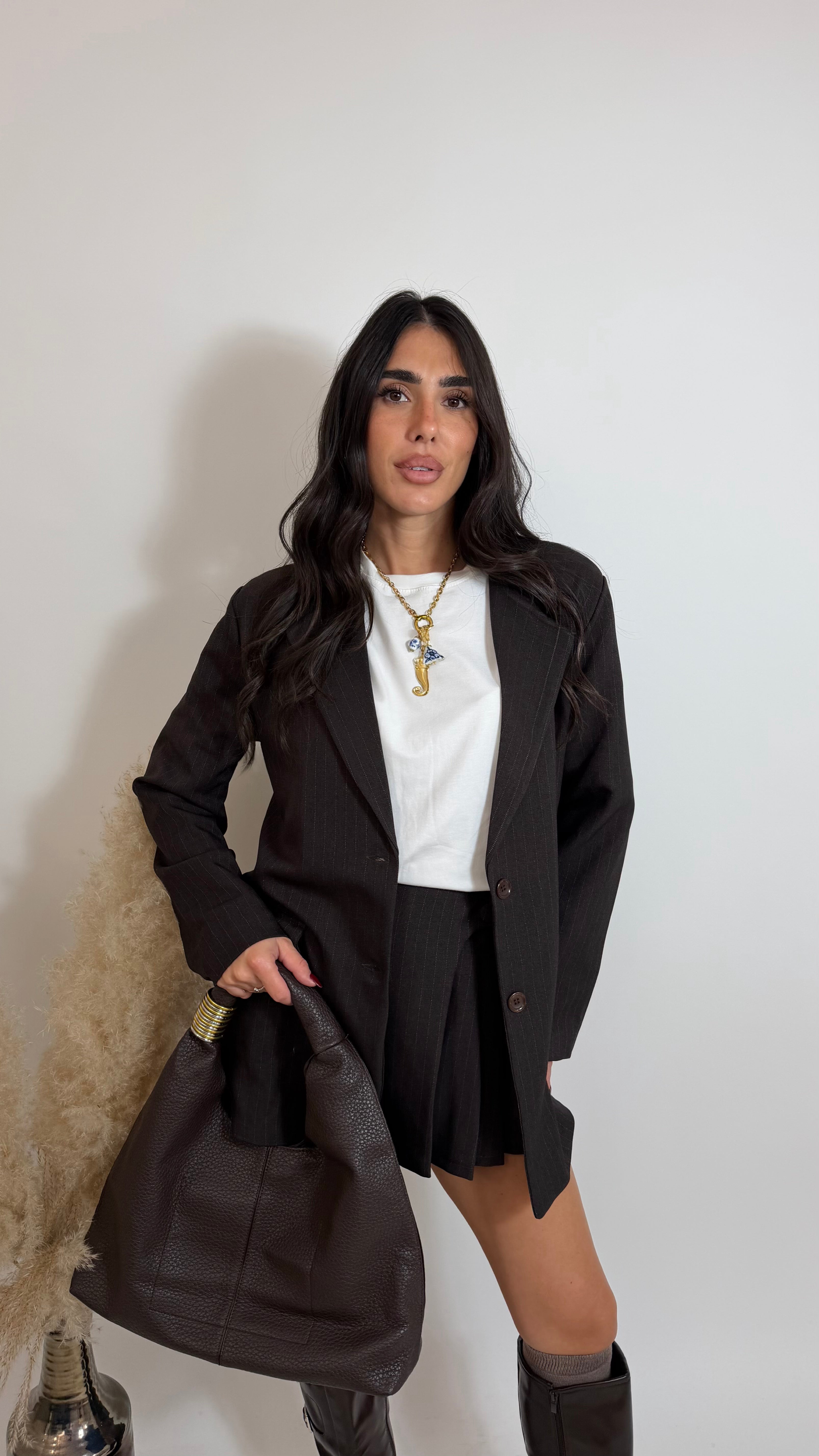 Blazer Gessato Oversize Moka