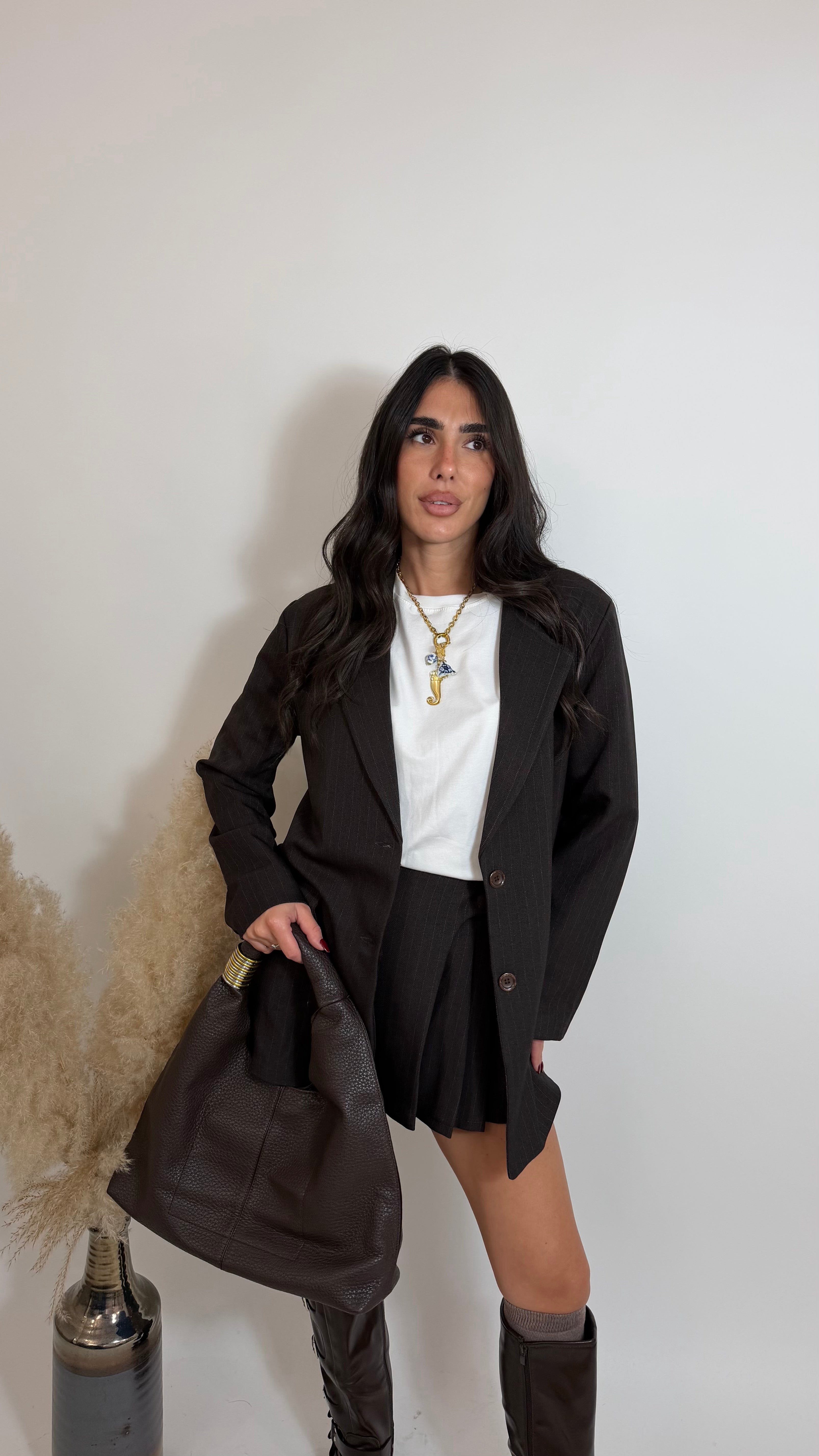 Blazer Gessato Oversize Moka