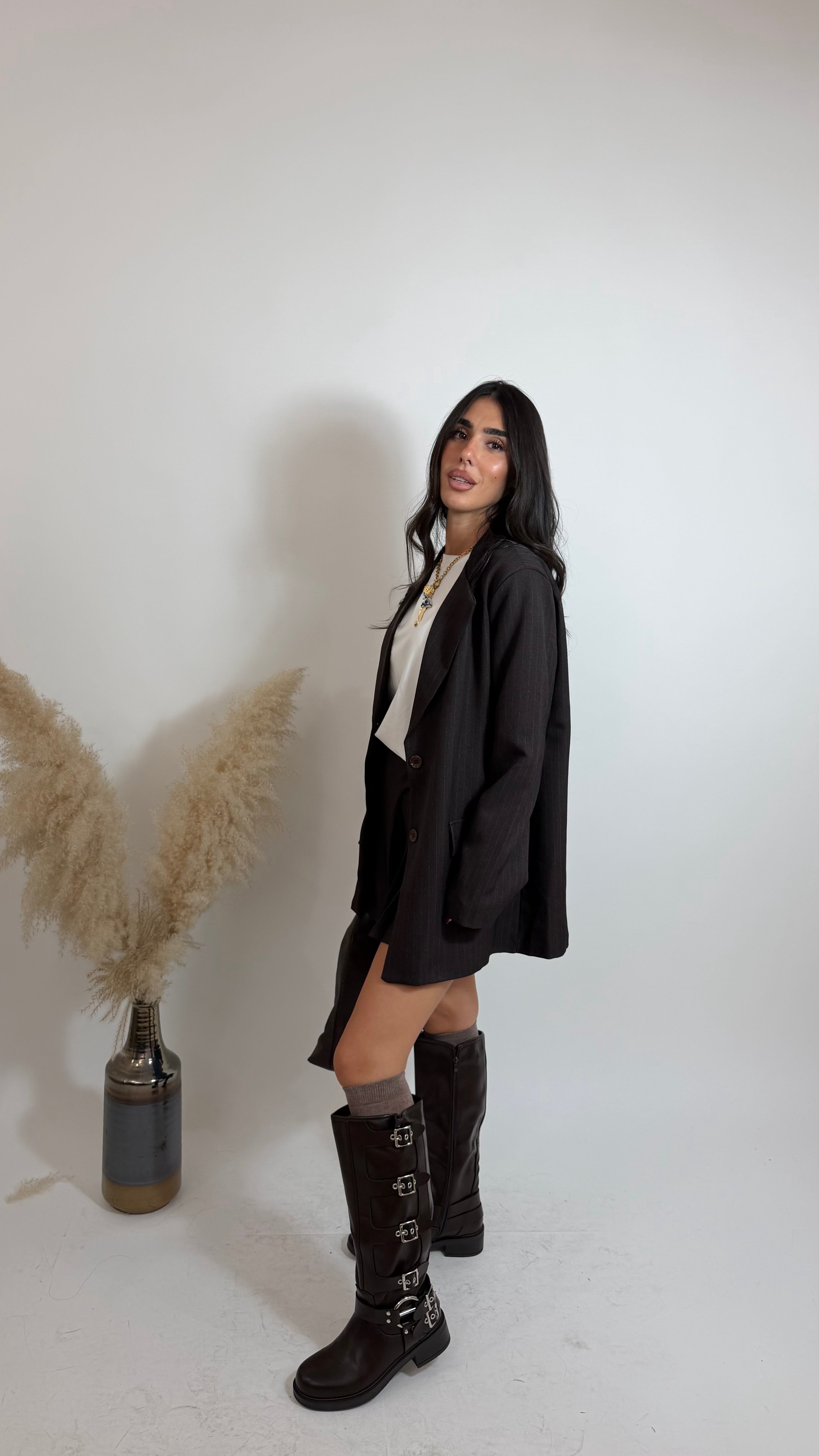 Blazer Gessato Oversize Moka