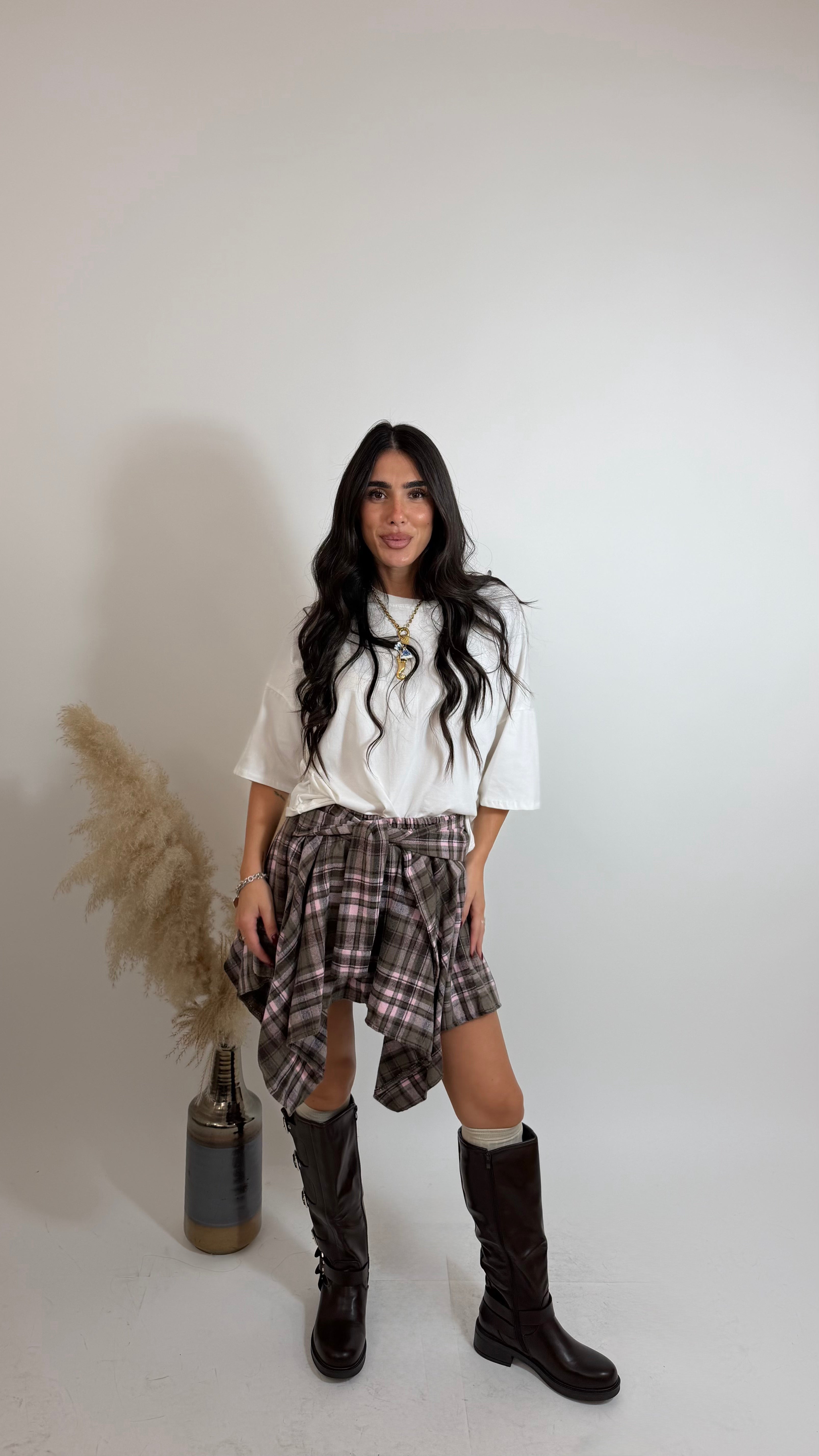 Gonna Camicia Grigio/Rosa