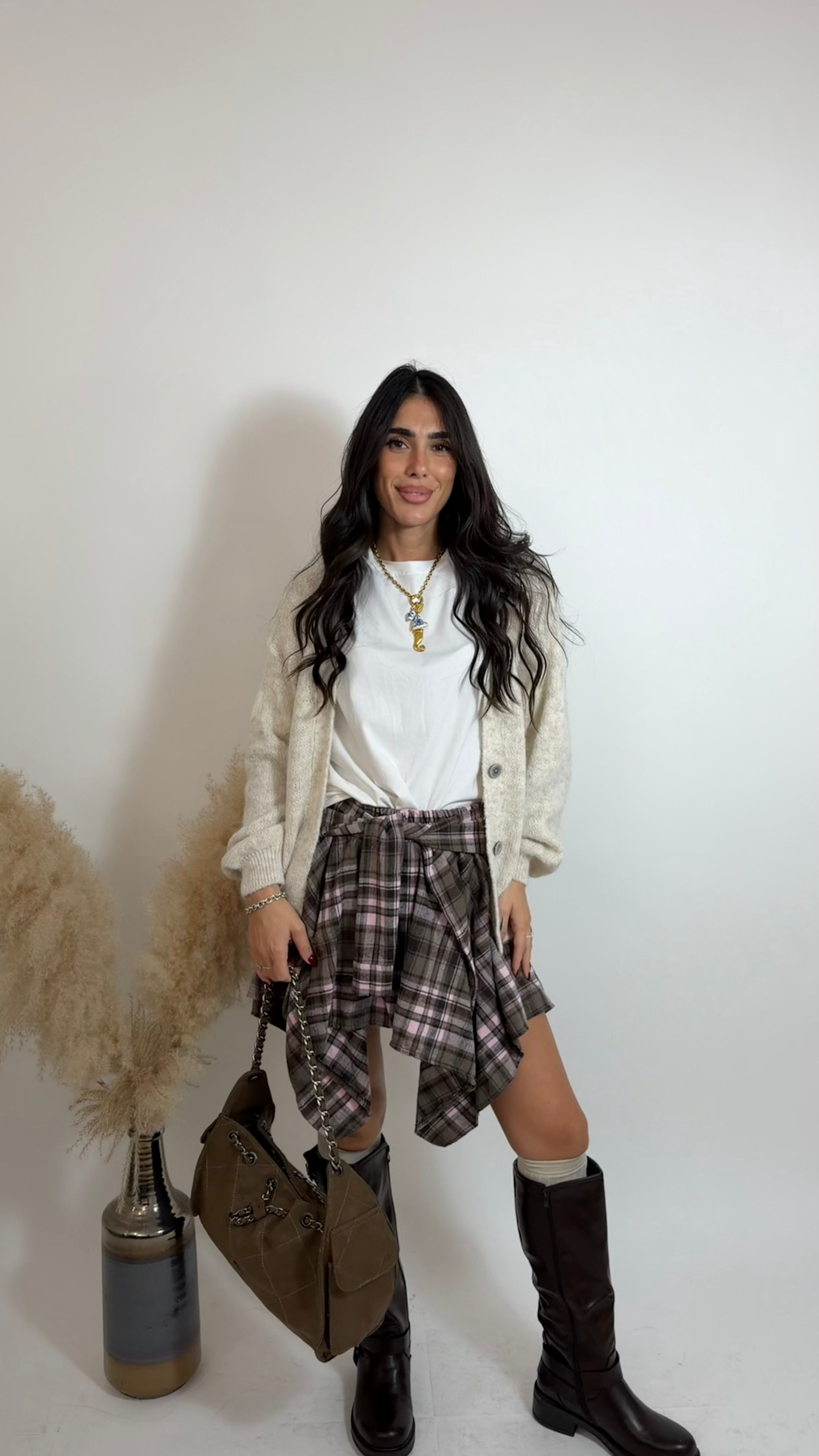 Gonna Camicia Grigio/Rosa