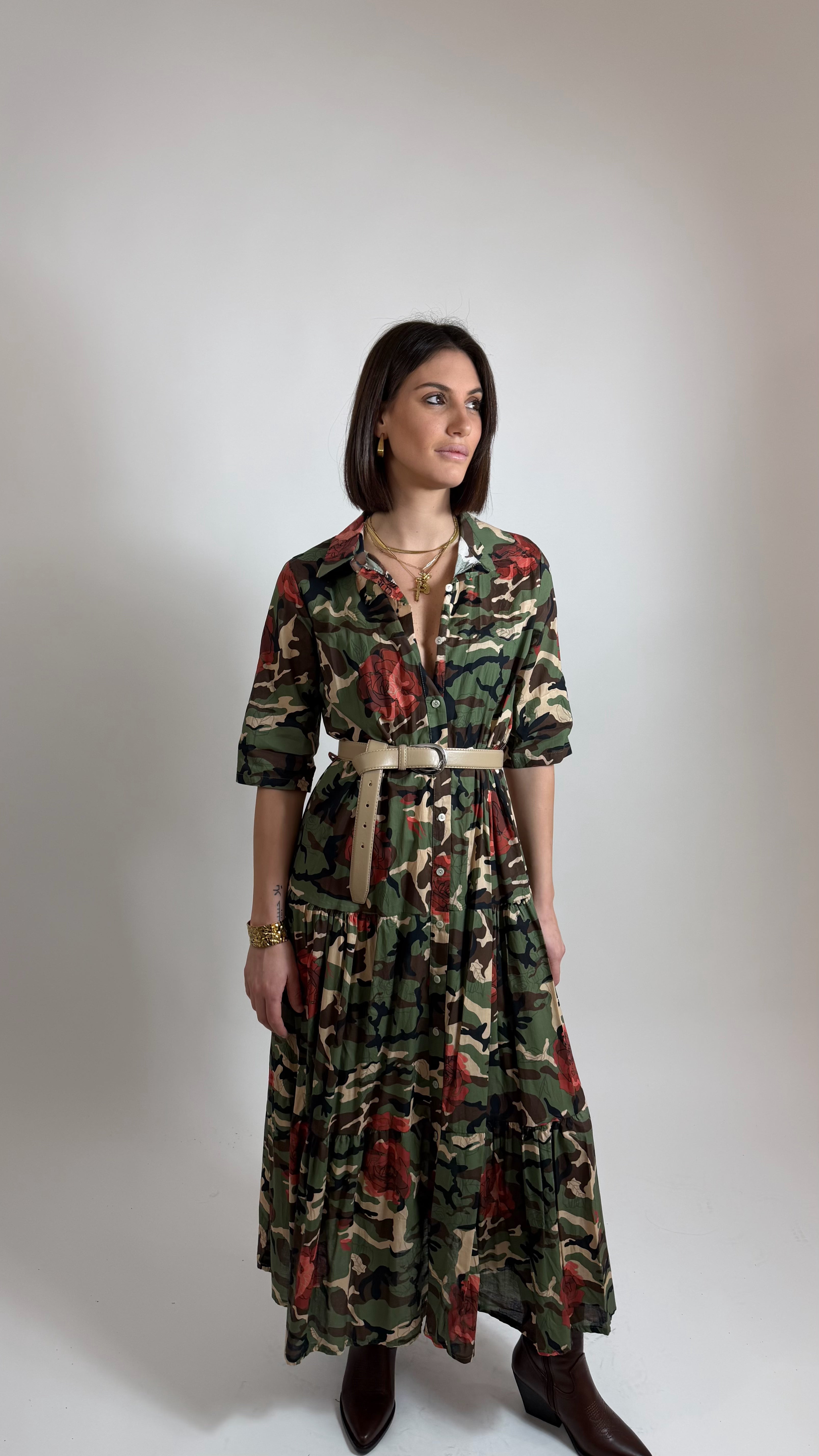 Maxi dress Chemisier Camouflage