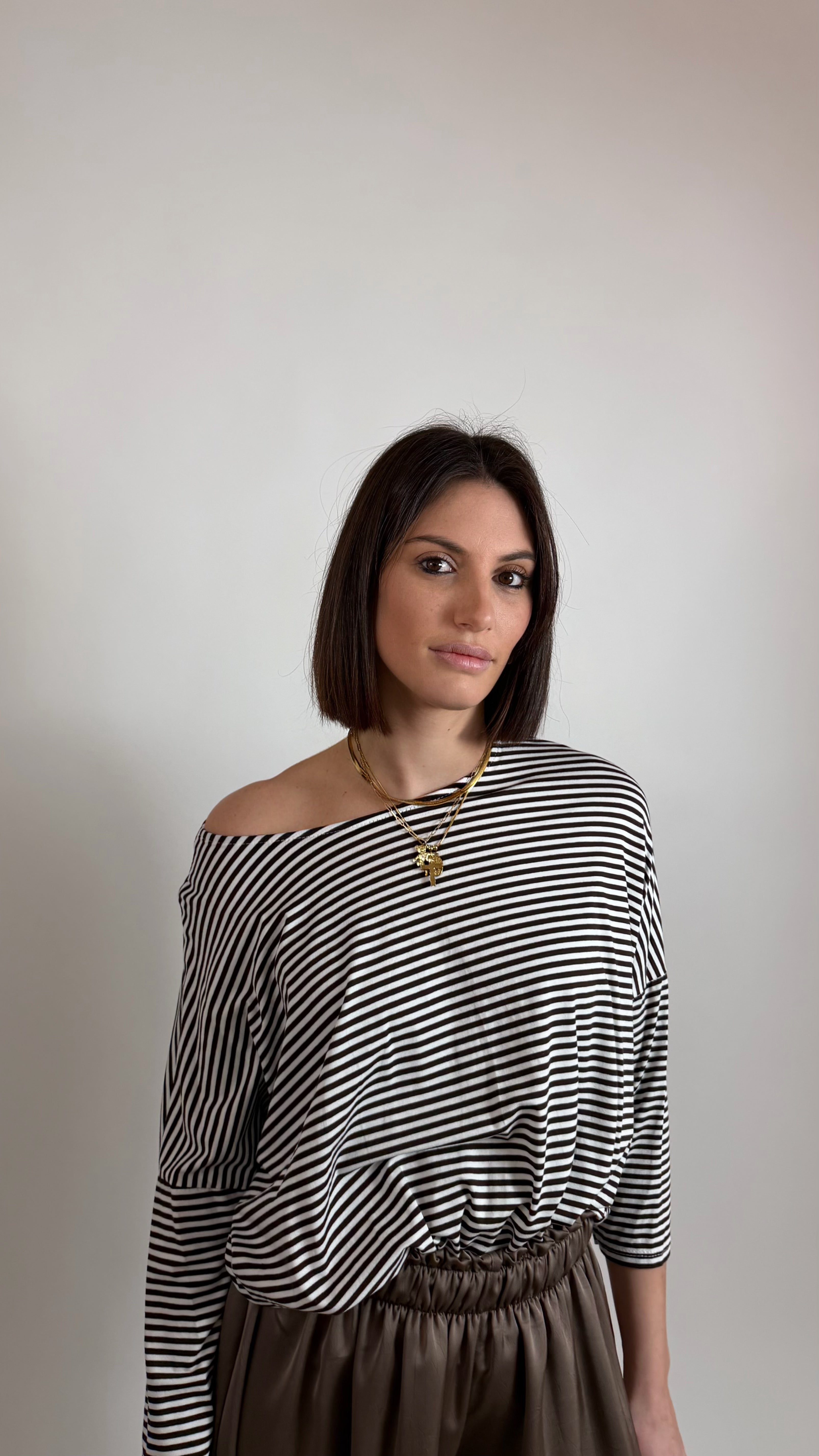 Maglia Over Stripes Burro