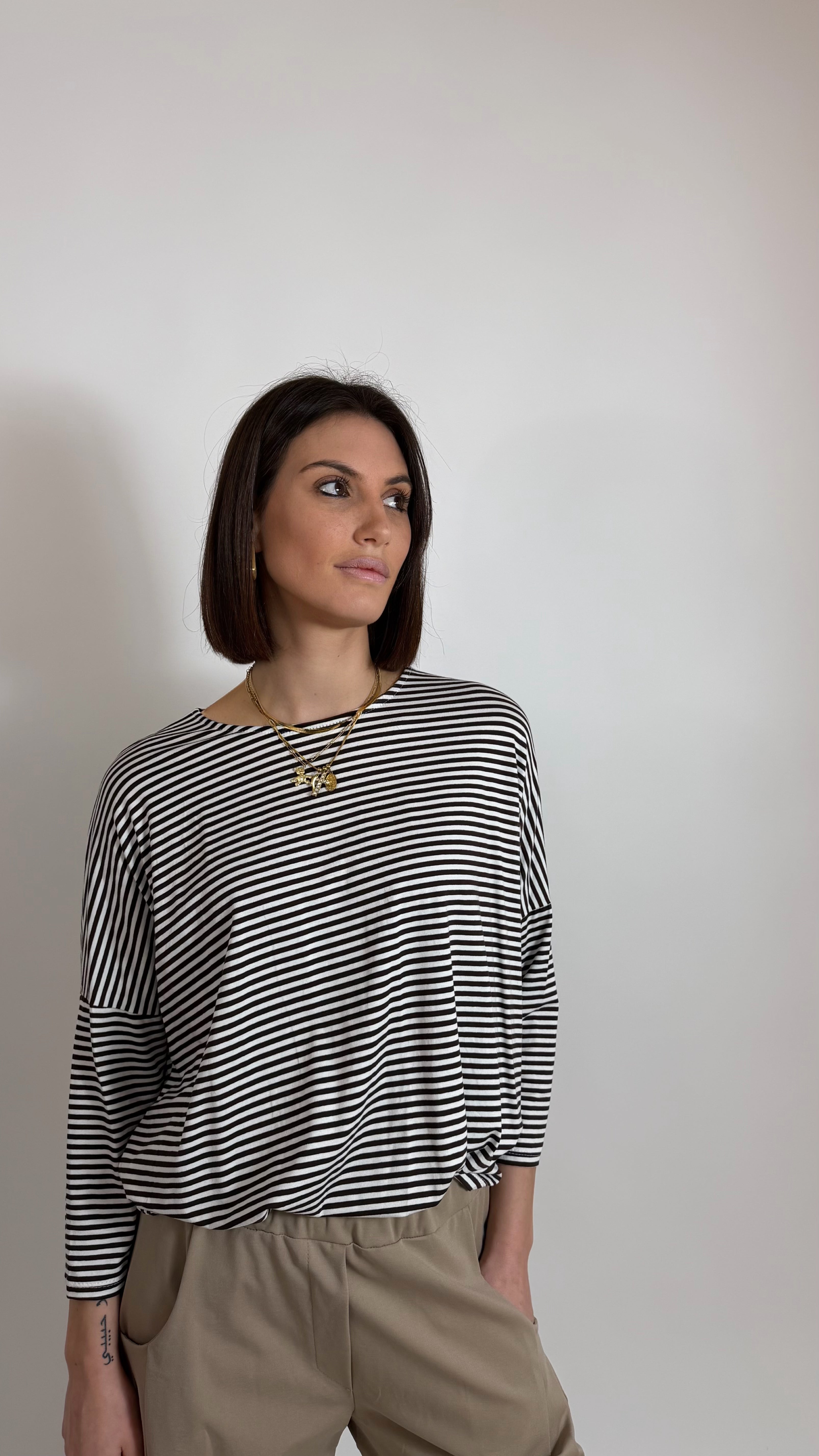 Maglia Over Stripes Burro