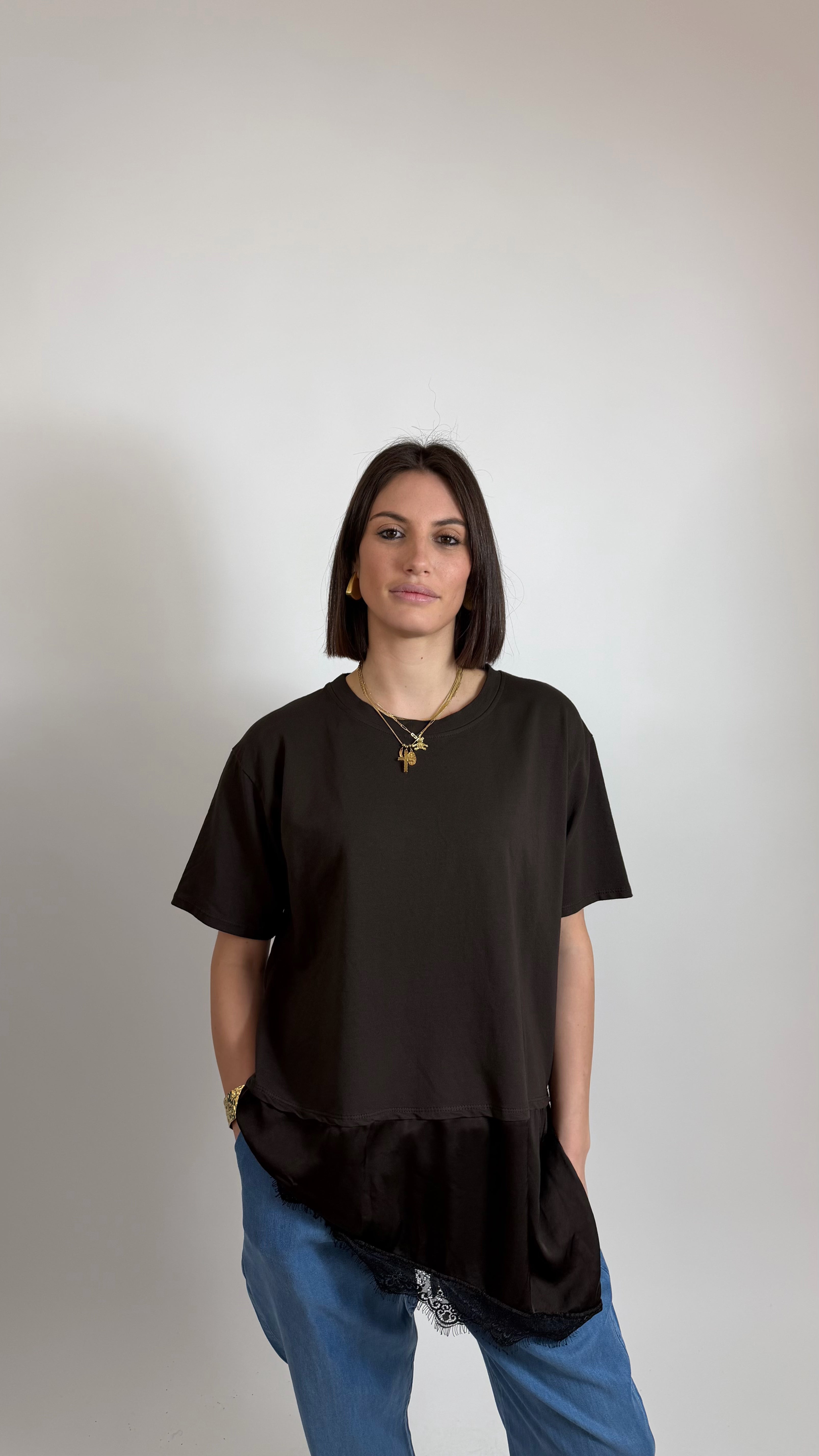 T-Shirt con Pizzo Choco