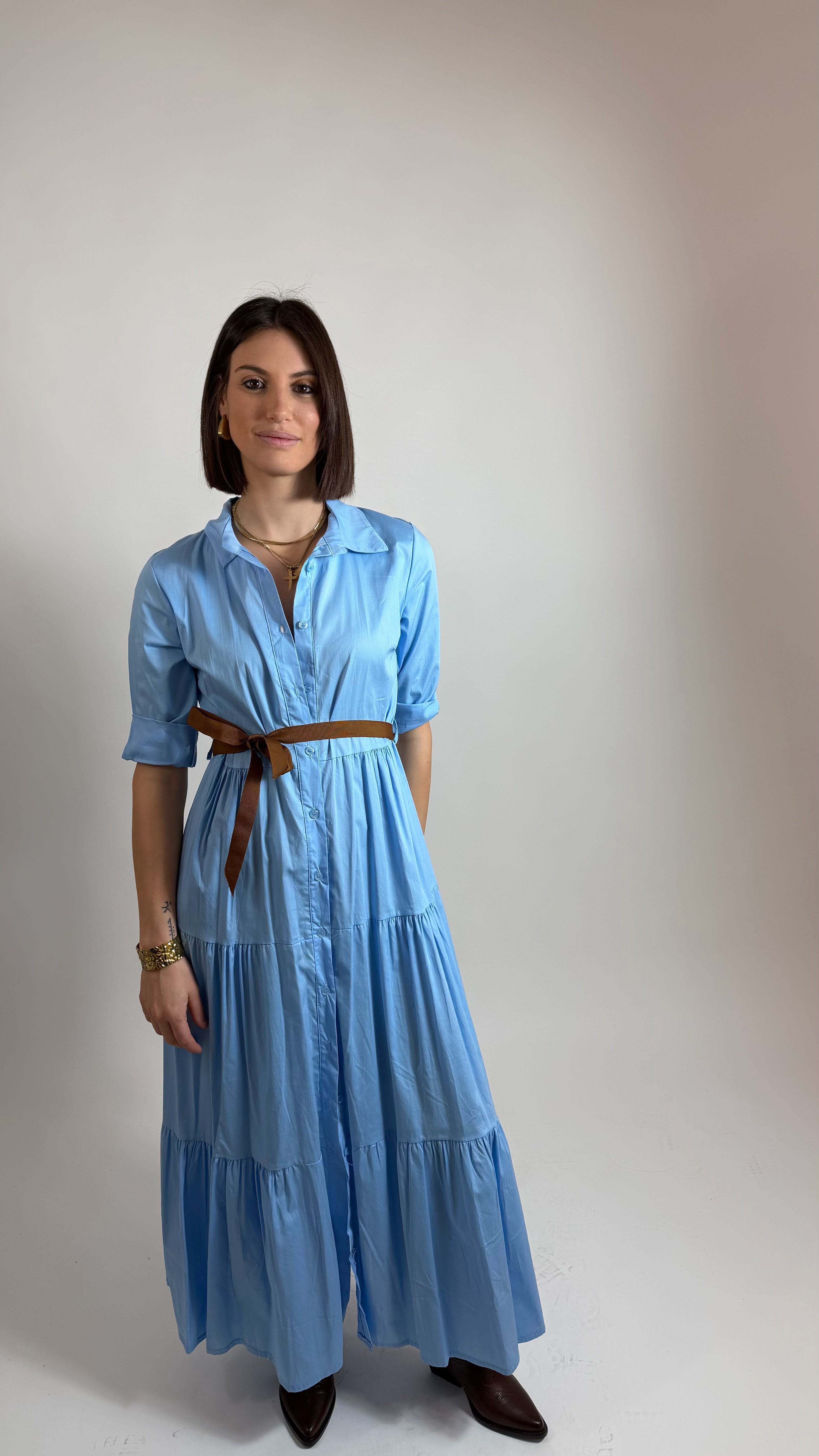 Maxi dress Chemisier Azzurro