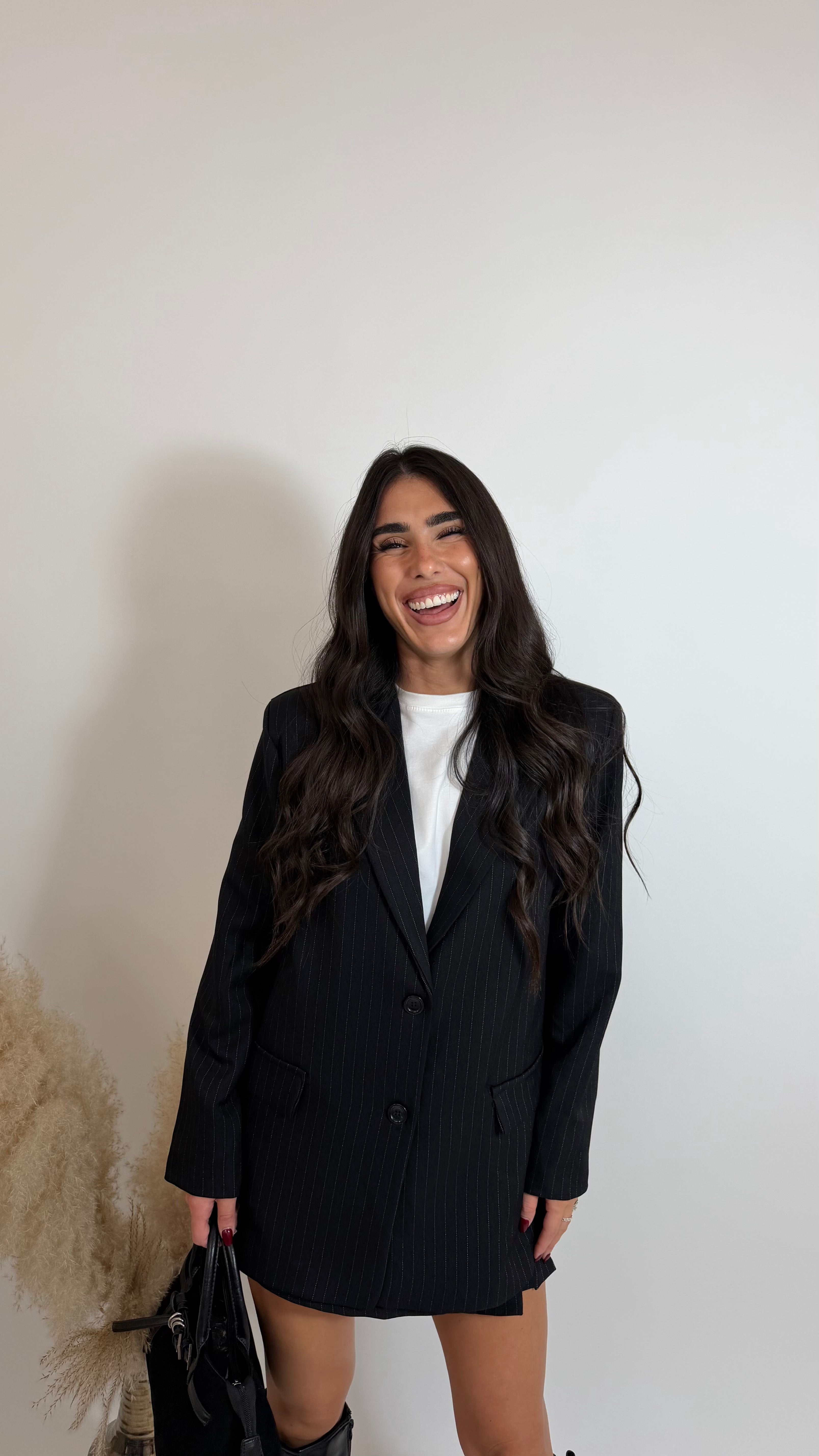 Blazer Gessato Oversize Nero